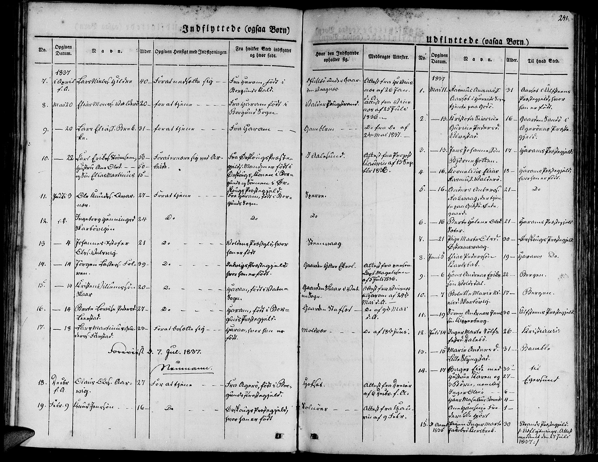 Ministerialprotokoller, klokkerbøker og fødselsregistre - Møre og Romsdal, AV/SAT-A-1454/528/L0395: Parish register (official) no. 528A06, 1828-1839, p. 241