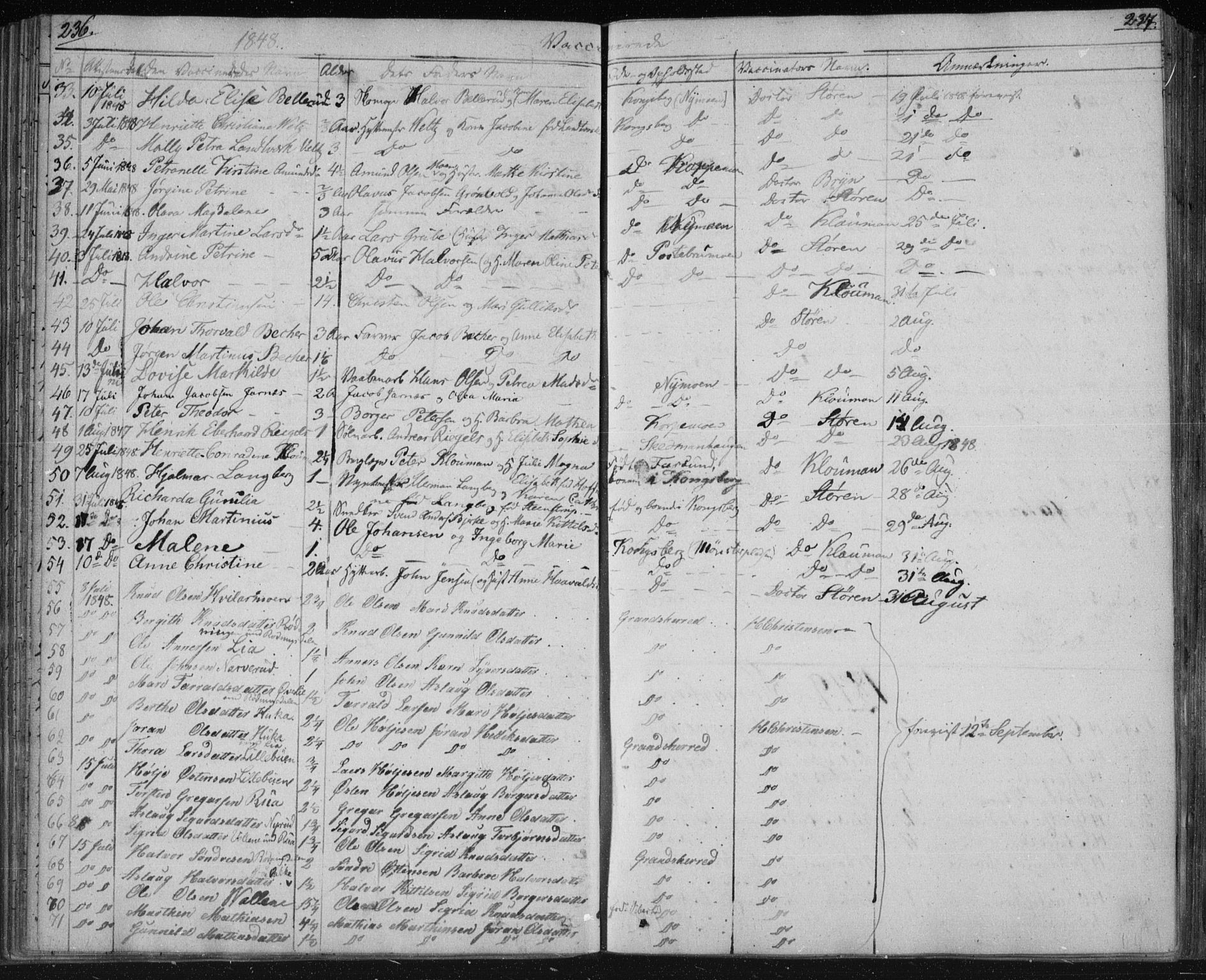 Kongsberg kirkebøker, SAKO/A-22/F/Fa/L0009: Parish register (official) no. I 9, 1839-1858, p. 236-237