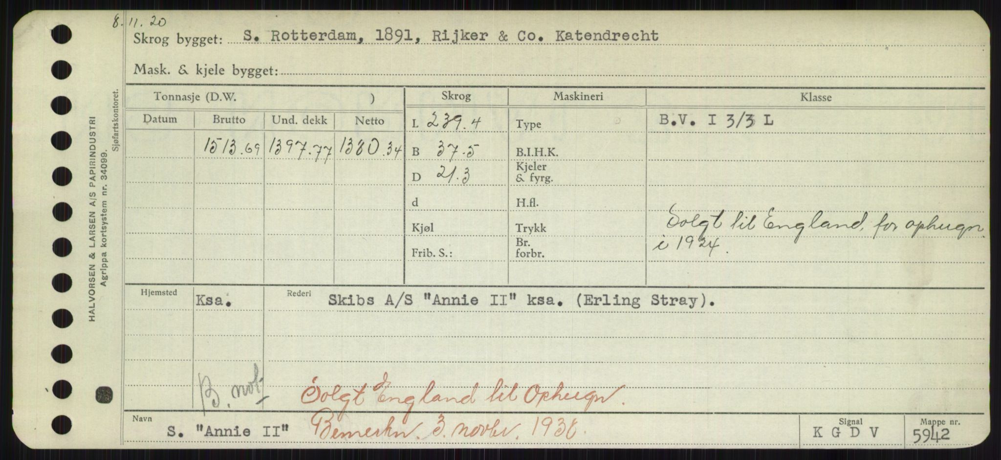 Sjøfartsdirektoratet med forløpere, Skipsmålingen, RA/S-1627/H/Hd/L0001: Fartøy, A-Anv, p. 767