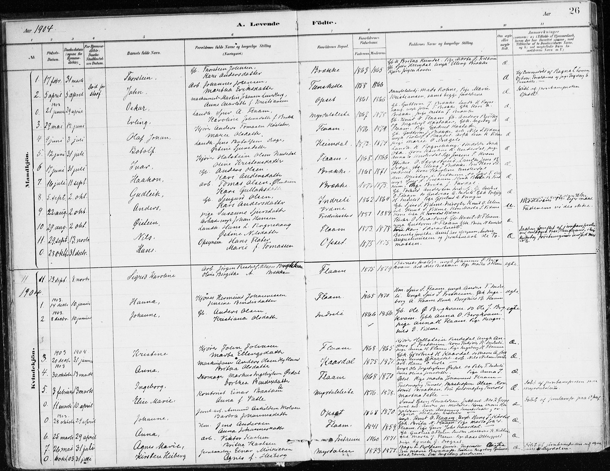 Aurland sokneprestembete, SAB/A-99937/H/Ha/Hac/L0001: Parish register (official) no. C 1, 1880-1921, p. 26