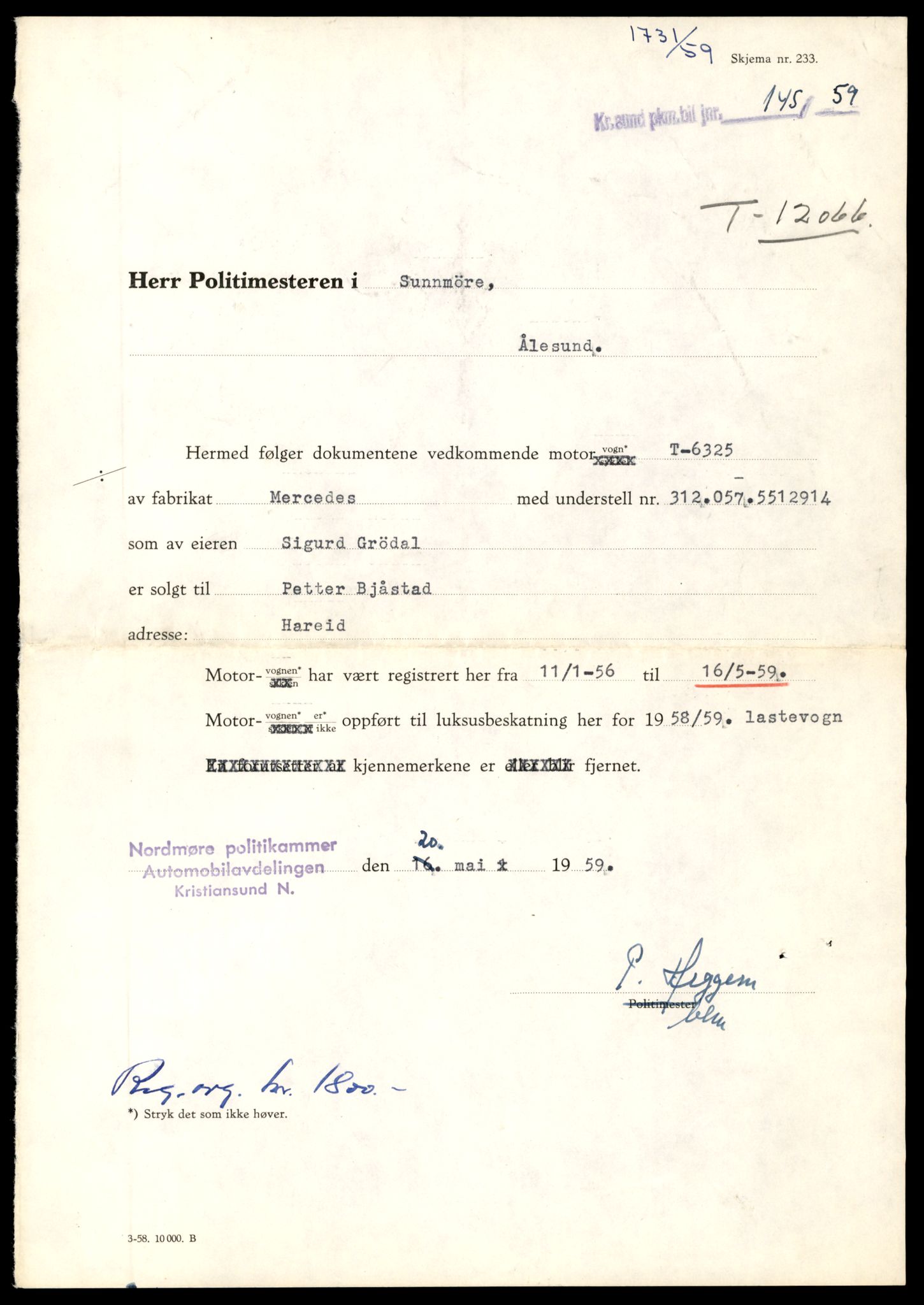 Møre og Romsdal vegkontor - Ålesund trafikkstasjon, AV/SAT-A-4099/F/Fe/L0032: Registreringskort for kjøretøy T 11997 - T 12149, 1927-1998, p. 1429