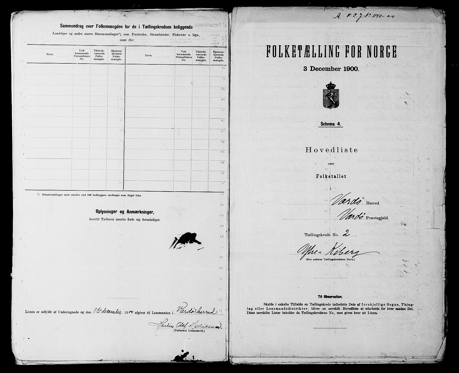 SATØ, 1900 census for Vardø, 1900, p. 6