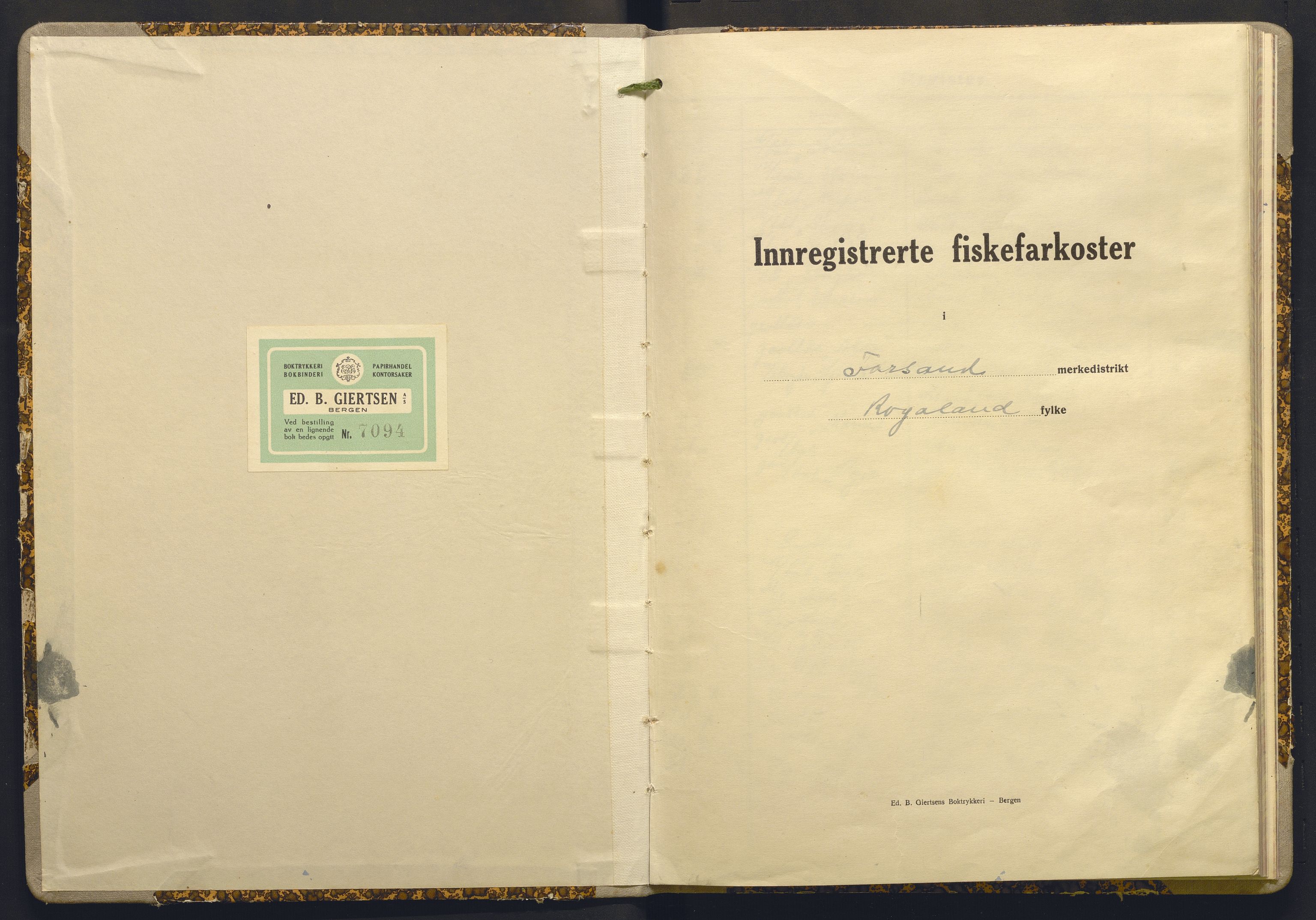 Fiskeridirektoratet - 1 Adm. ledelse - 13 Båtkontoret, AV/SAB-A-2003/I/Ia/Iai/L0026: 135.0908/2 Merkeprotokoll - Forsand, 1945-1969