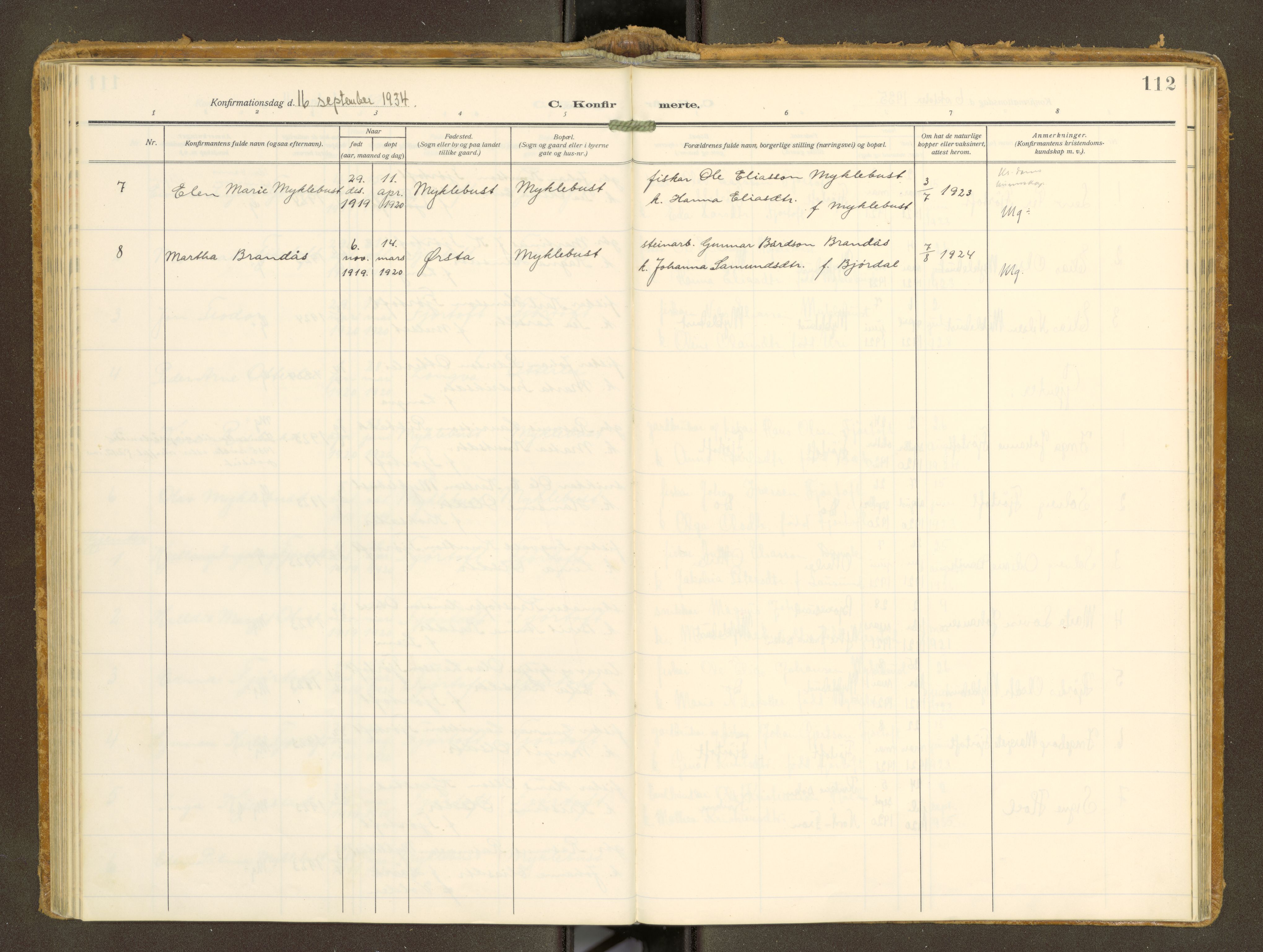 Ministerialprotokoller, klokkerbøker og fødselsregistre - Møre og Romsdal, AV/SAT-A-1454/538/L0528: Parish register (official) no. 538A--, 1911-1935, p. 112