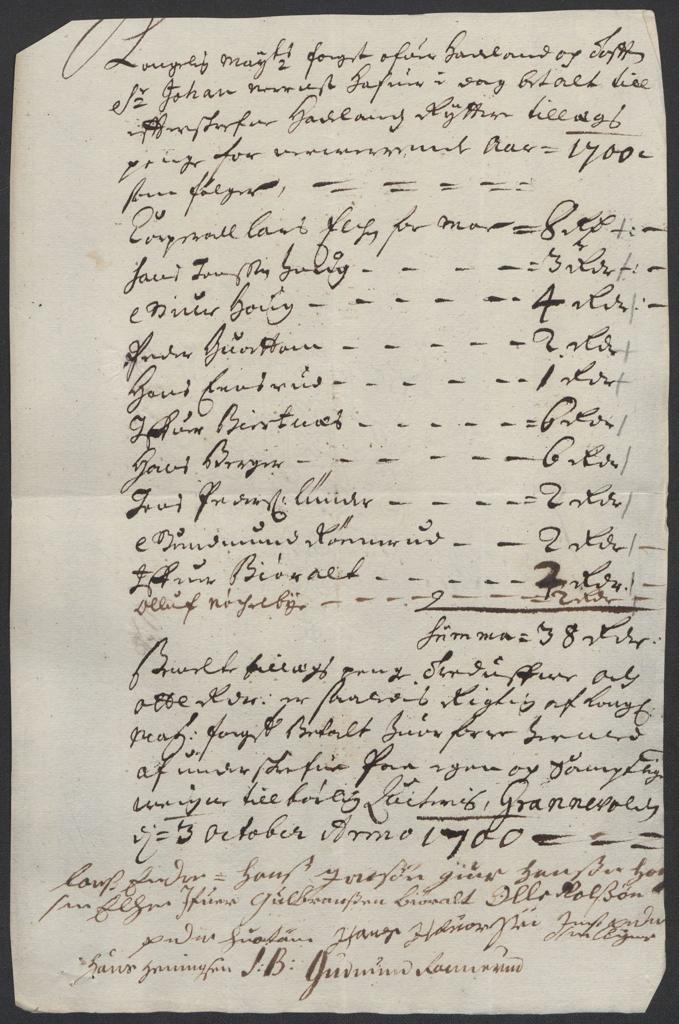 Rentekammeret inntil 1814, Reviderte regnskaper, Fogderegnskap, RA/EA-4092/R18/L1298: Fogderegnskap Hadeland, Toten og Valdres, 1700, p. 339