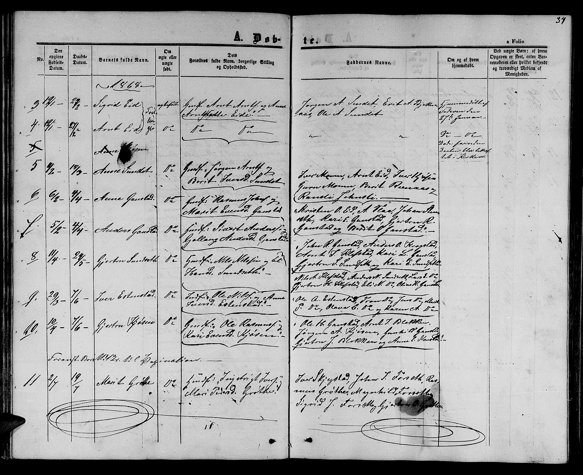 Ministerialprotokoller, klokkerbøker og fødselsregistre - Sør-Trøndelag, SAT/A-1456/694/L1131: Parish register (copy) no. 694C03, 1858-1886, p. 34