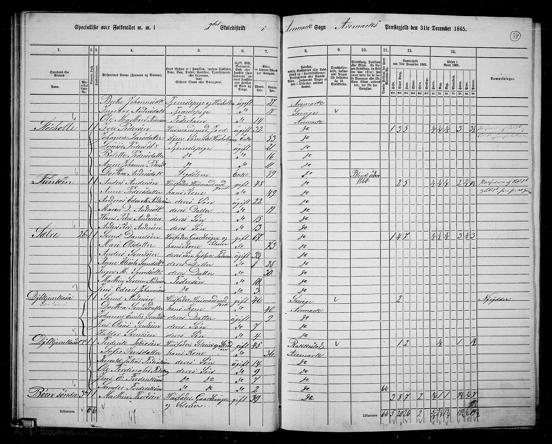 RA, 1865 census for Aremark, 1865, p. 34