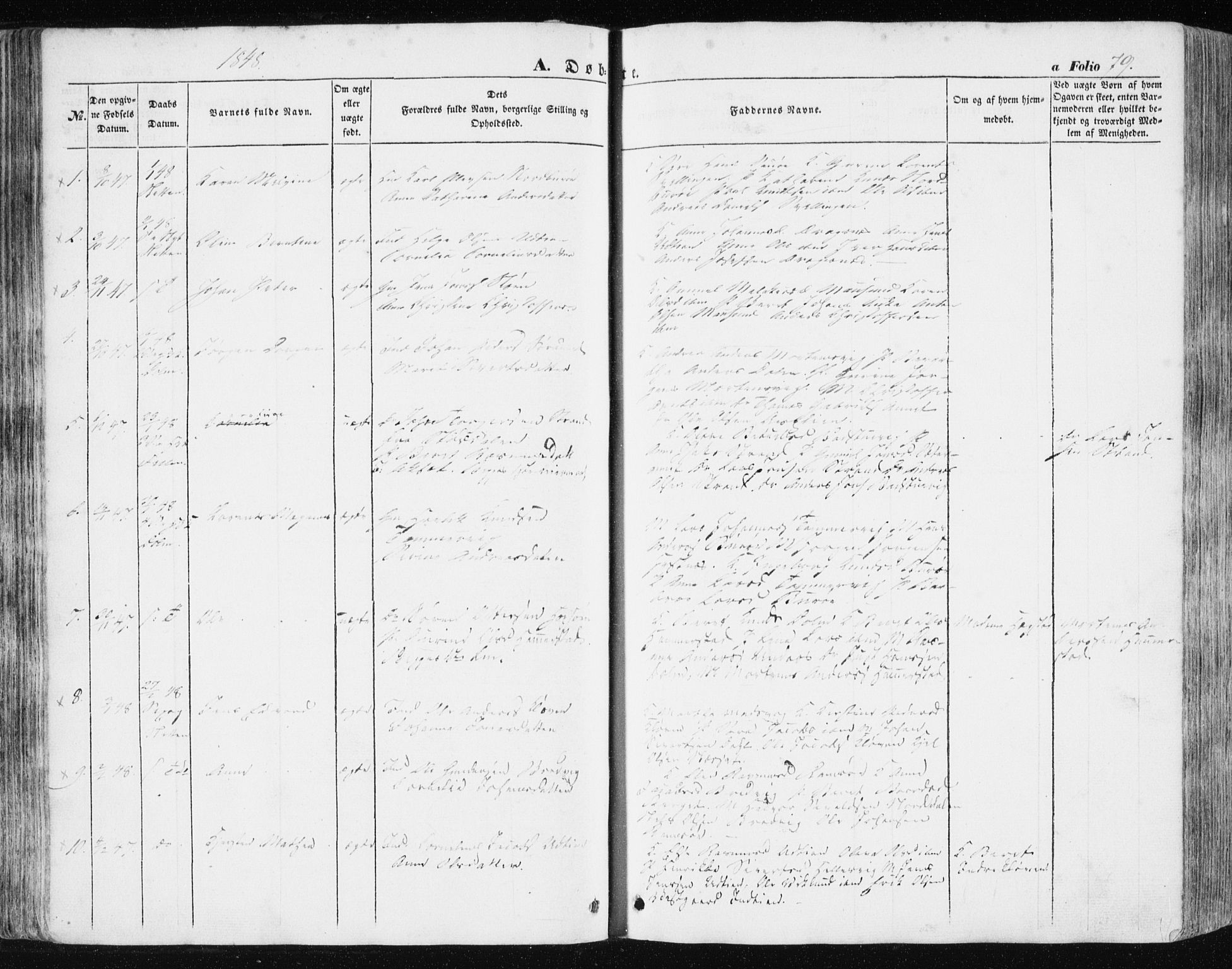 Ministerialprotokoller, klokkerbøker og fødselsregistre - Sør-Trøndelag, SAT/A-1456/634/L0529: Parish register (official) no. 634A05, 1843-1851, p. 79