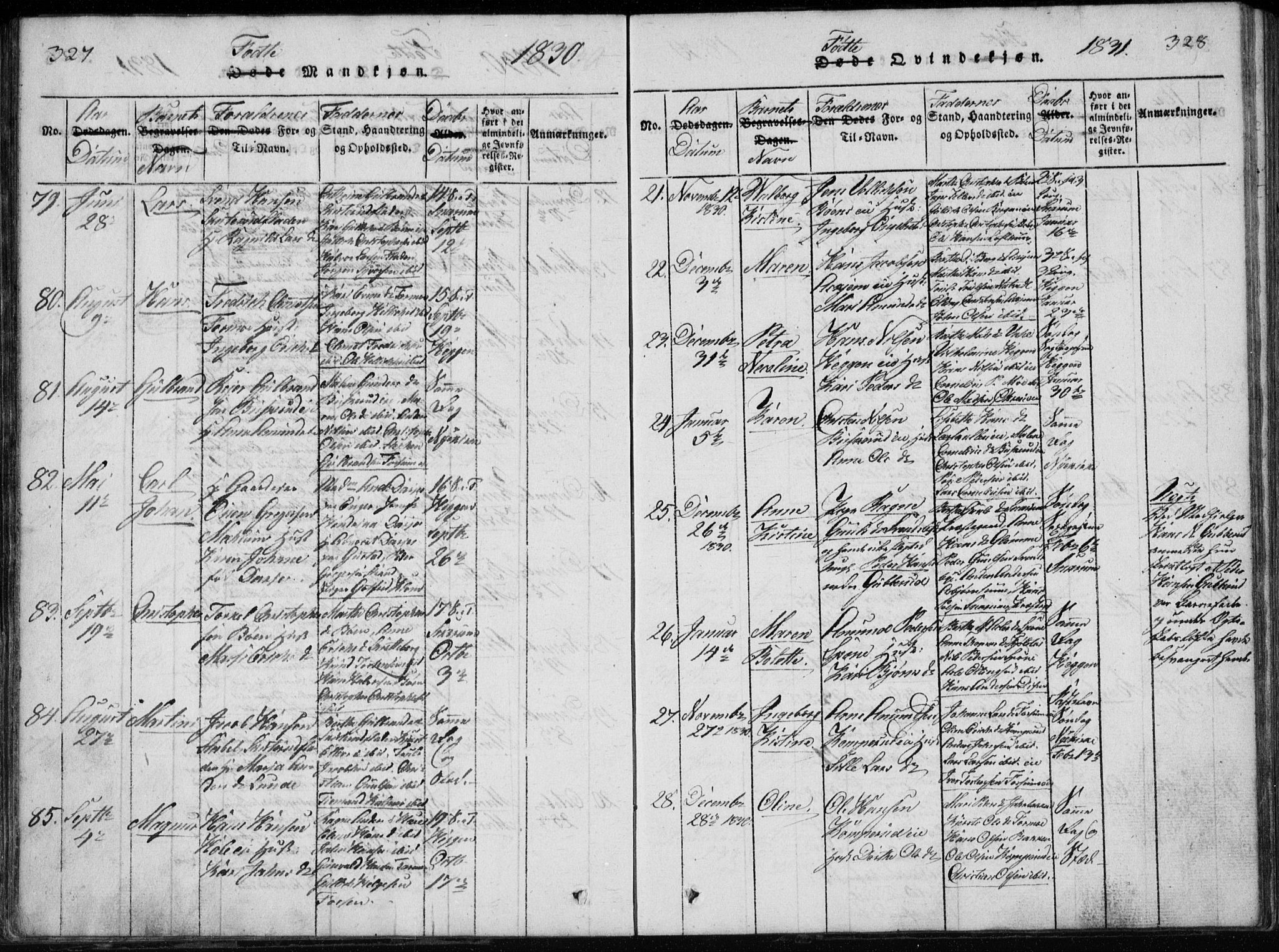 Modum kirkebøker, AV/SAKO-A-234/G/Ga/L0002: Parish register (copy) no. I 2, 1824-1832, p. 327-328