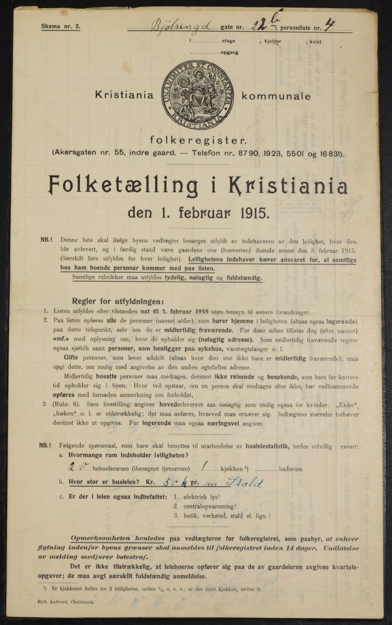 OBA, Municipal Census 1915 for Kristiania, 1915, p. 6605