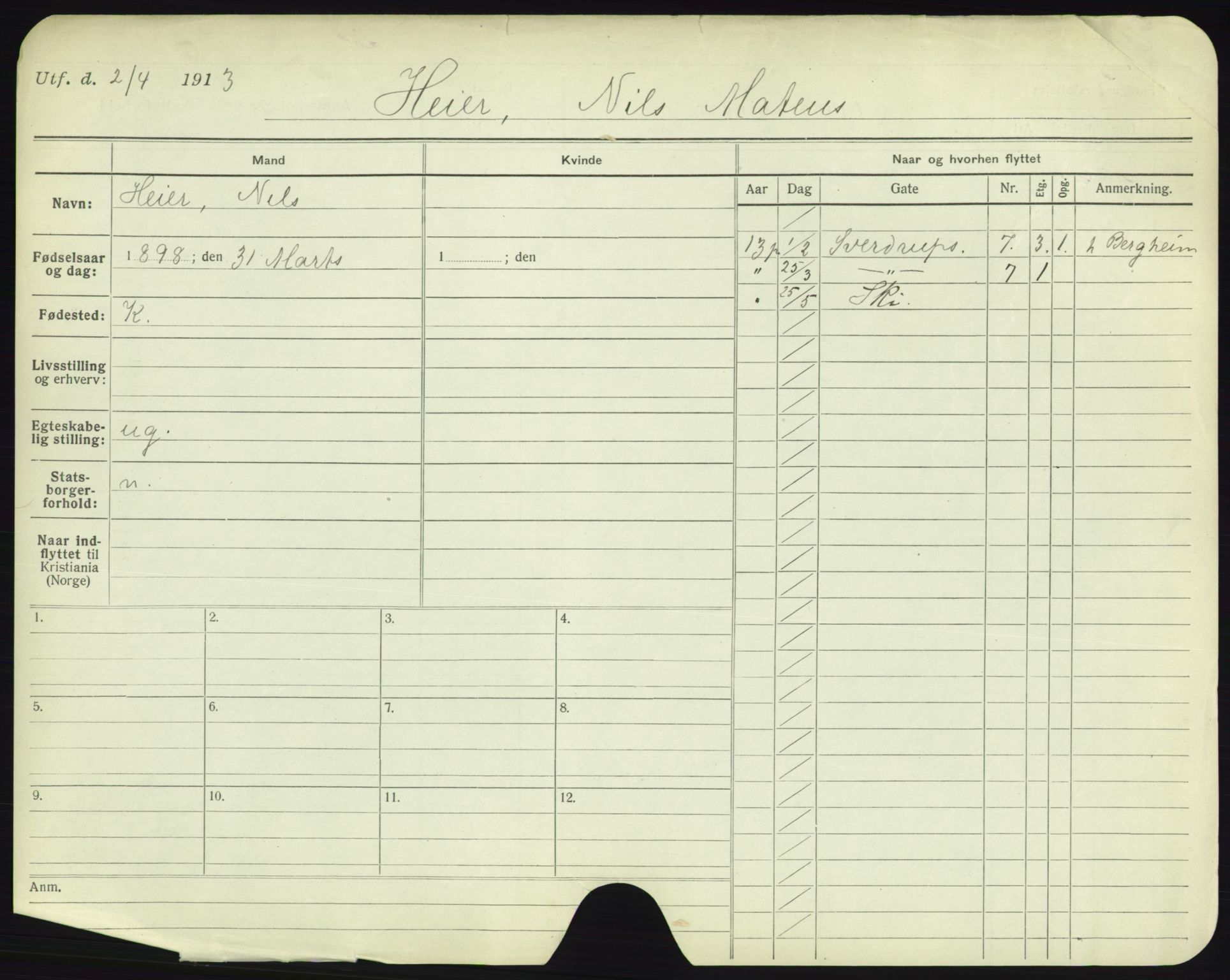 Oslo folkeregister, Registerkort, AV/SAO-A-11715/F/Fa/Fac/L0004: Menn, 1906-1914, p. 547a