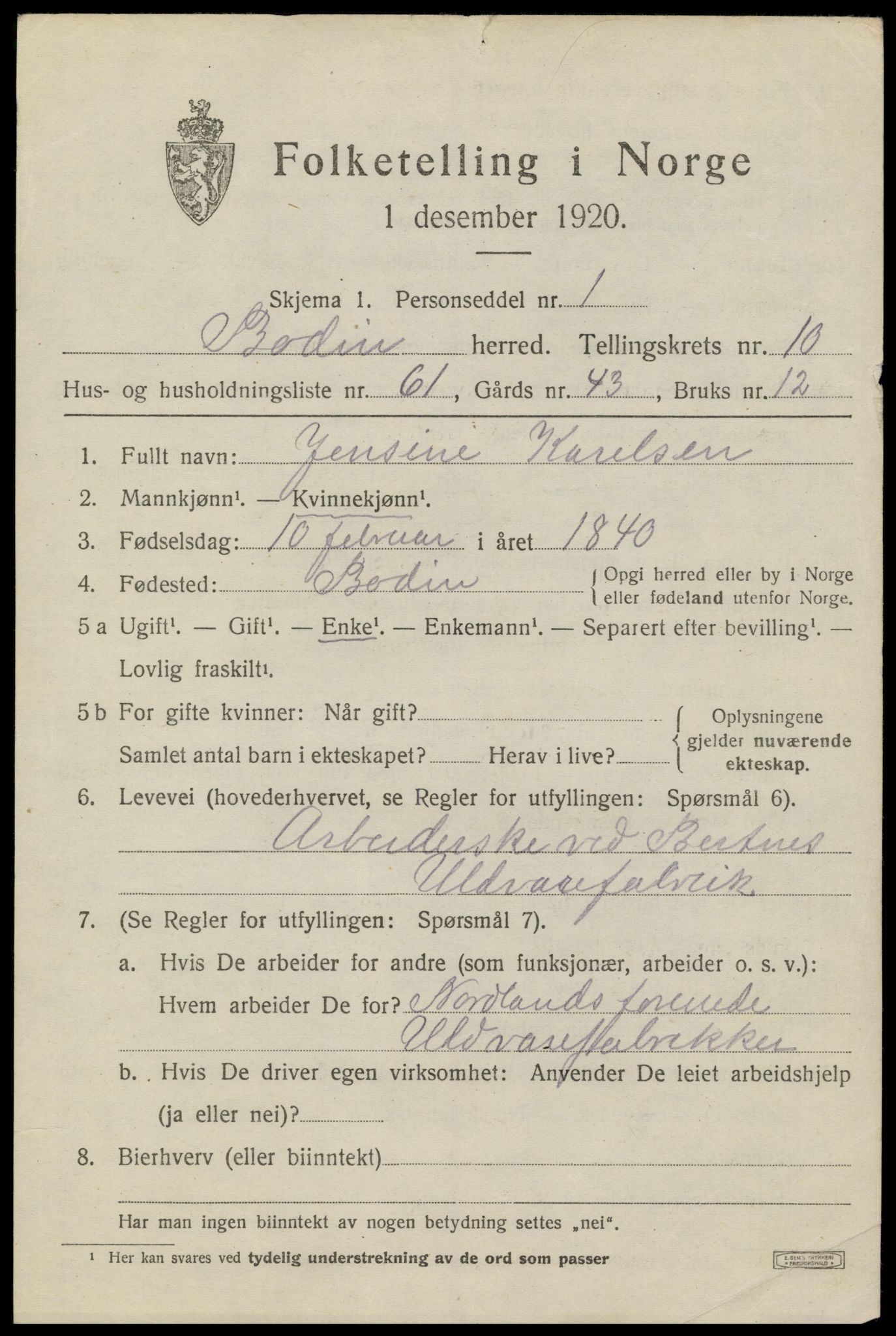 SAT, 1920 census for Bodin, 1920, p. 8348