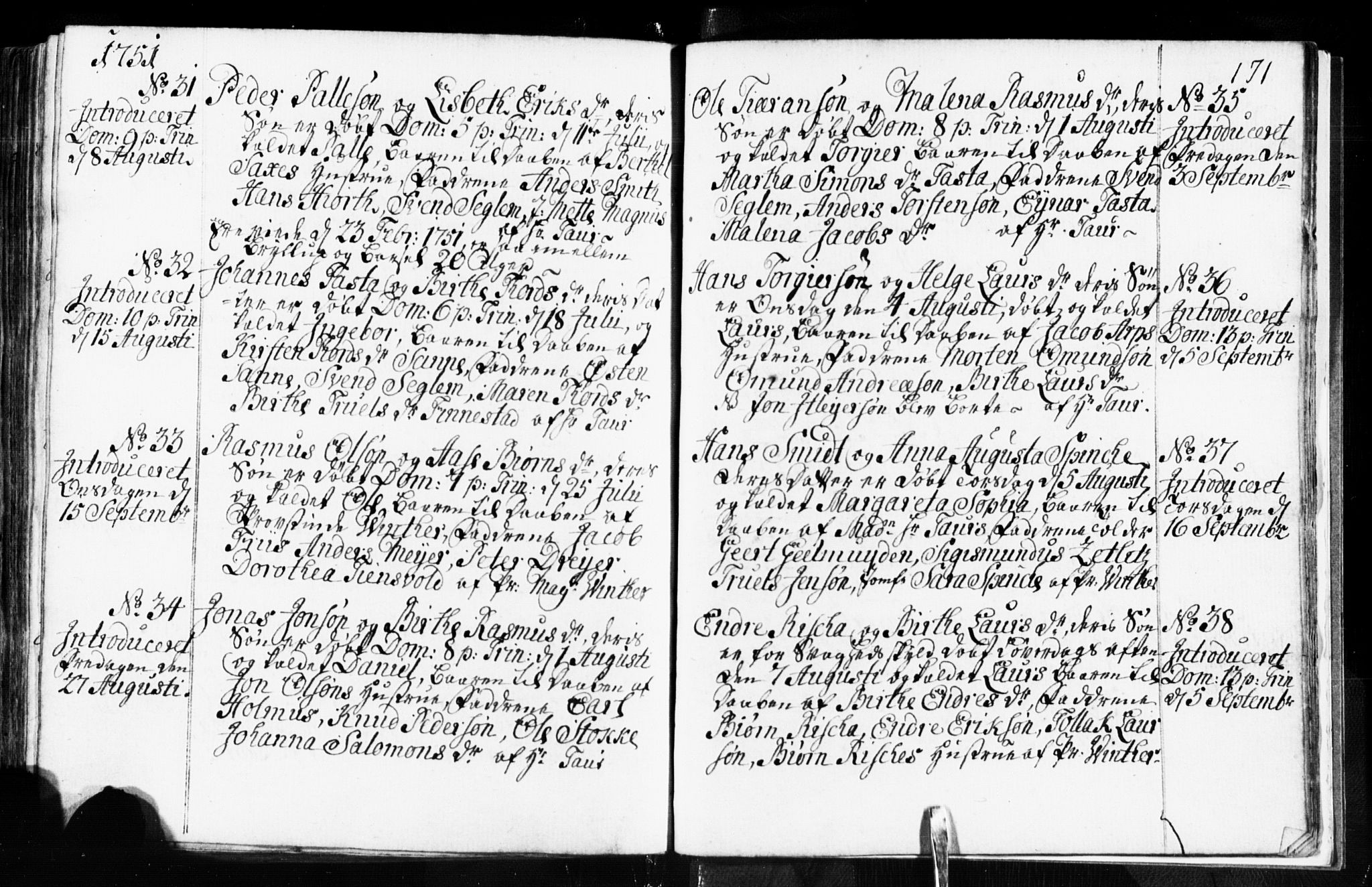 Domkirken sokneprestkontor, SAST/A-101812/001/30/30BB/L0003: Parish register (copy) no. B 3, 1733-1751, p. 171