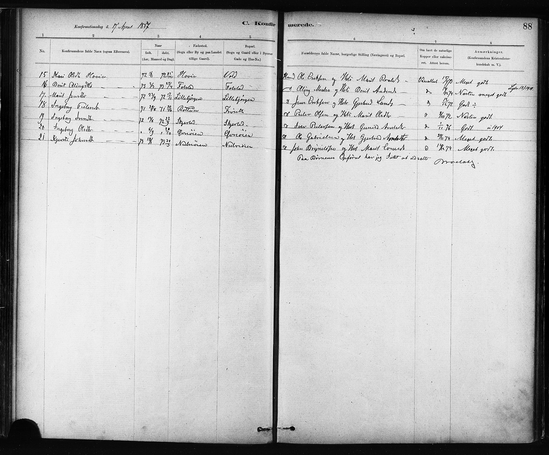 Ministerialprotokoller, klokkerbøker og fødselsregistre - Sør-Trøndelag, SAT/A-1456/687/L1002: Parish register (official) no. 687A08, 1878-1890, p. 88