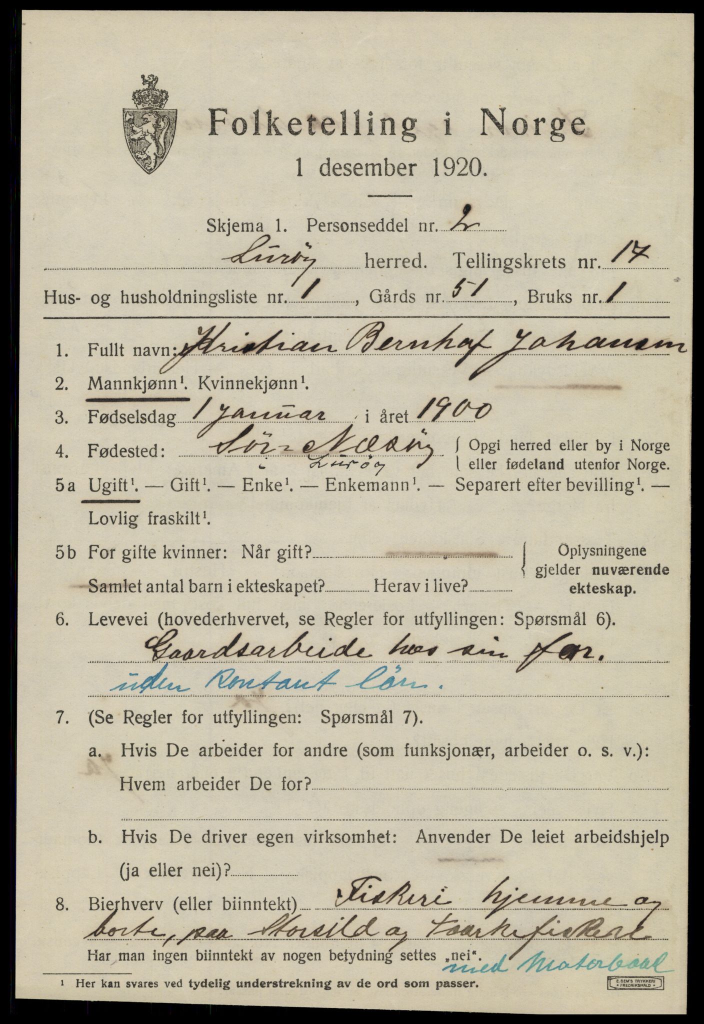 SAT, 1920 census for Lurøy, 1920, p. 5985