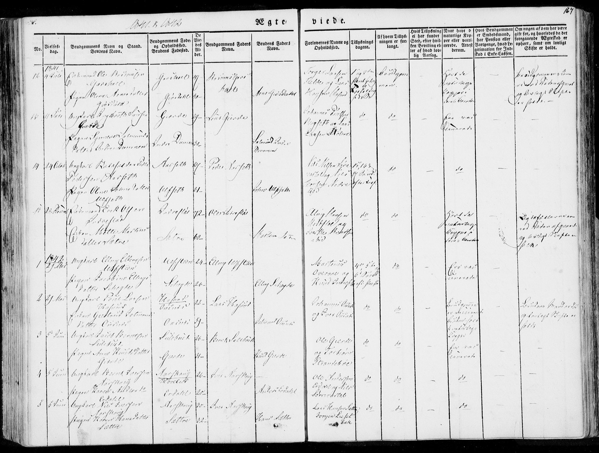 Ministerialprotokoller, klokkerbøker og fødselsregistre - Møre og Romsdal, AV/SAT-A-1454/509/L0104: Parish register (official) no. 509A02, 1833-1847, p. 167