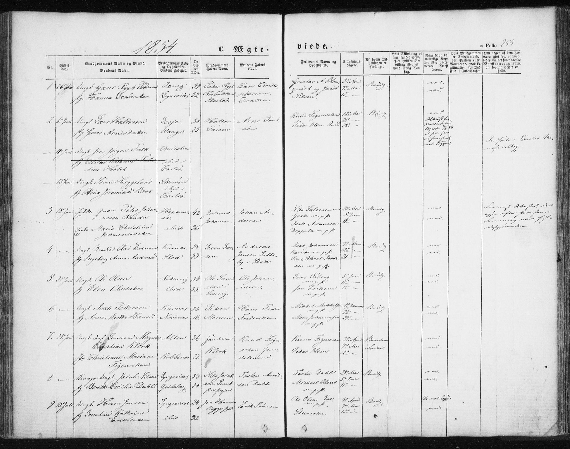 Lyngen sokneprestembete, SATØ/S-1289/H/He/Hea/L0004kirke: Parish register (official) no. 4, 1839-1858, p. 254