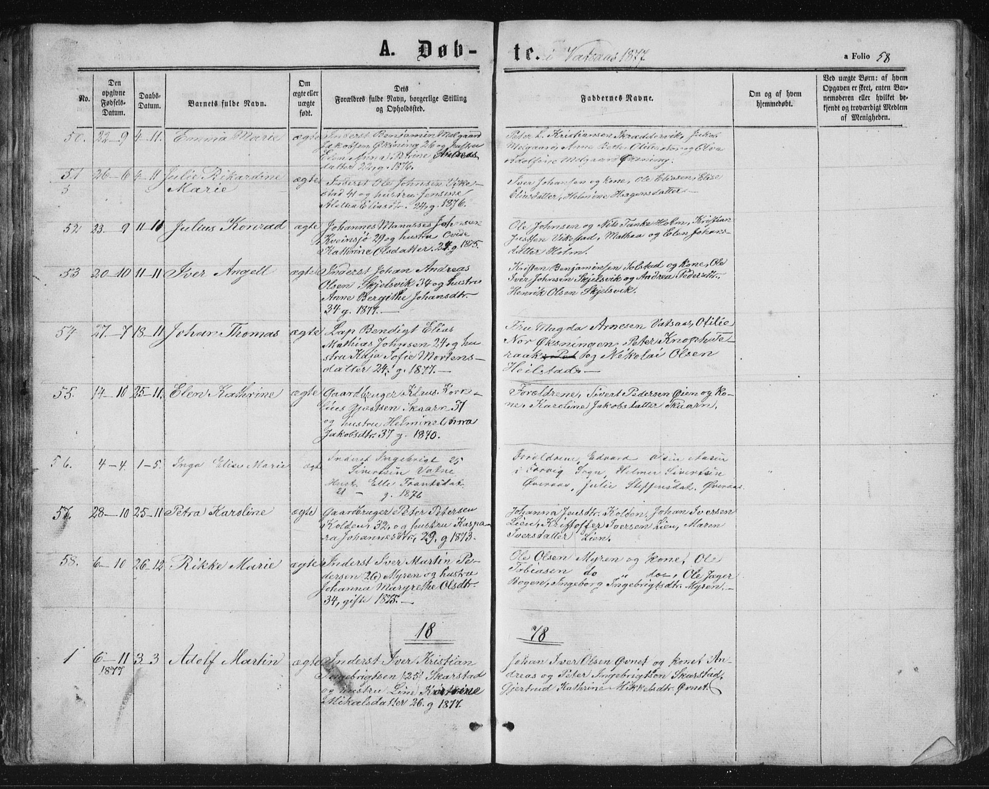 Ministerialprotokoller, klokkerbøker og fødselsregistre - Nordland, AV/SAT-A-1459/810/L0158: Parish register (copy) no. 810C02 /1, 1863-1883, p. 58