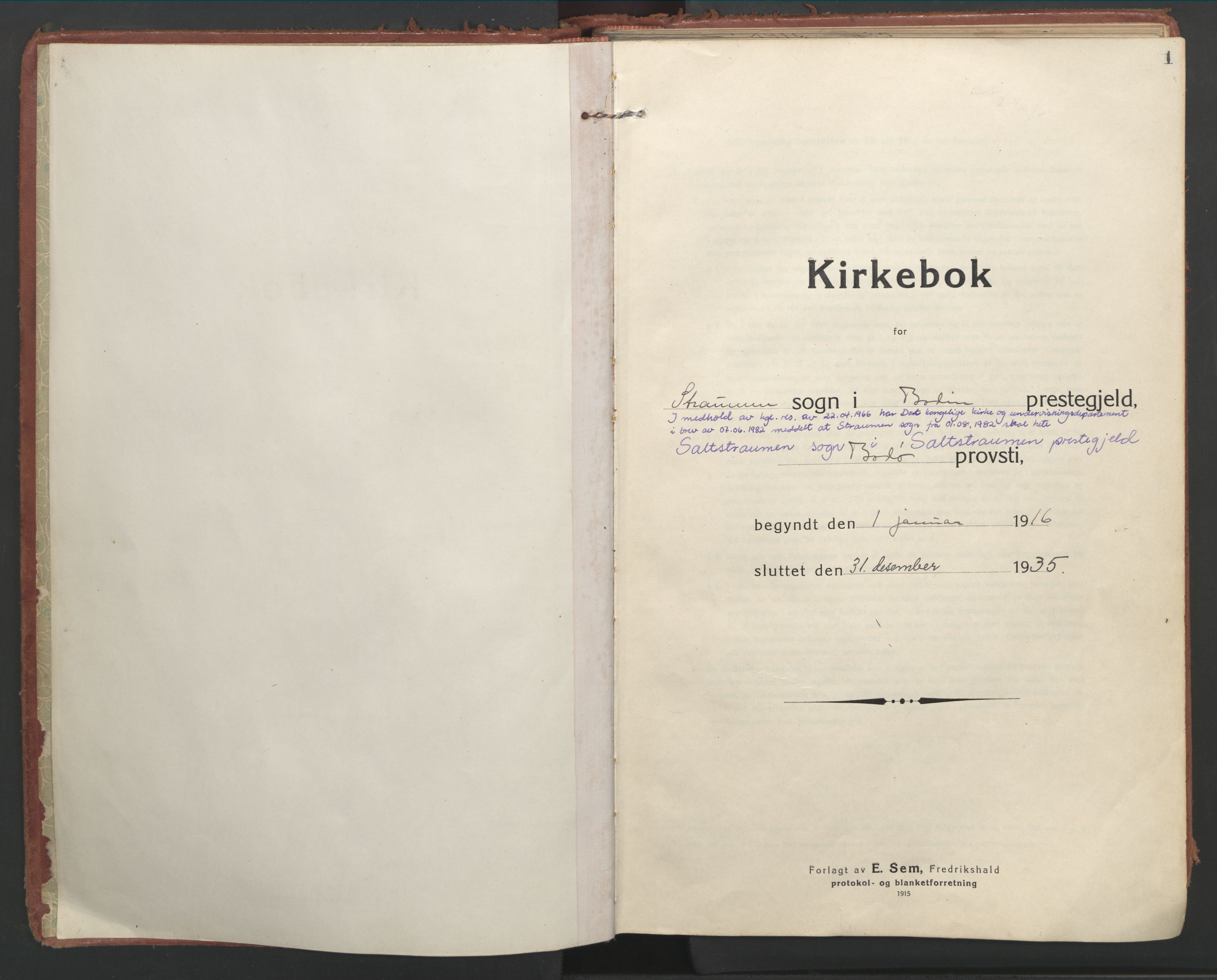 Ministerialprotokoller, klokkerbøker og fødselsregistre - Nordland, SAT/A-1459/804/L0086: Parish register (official) no. 804A07, 1916-1935, p. 1
