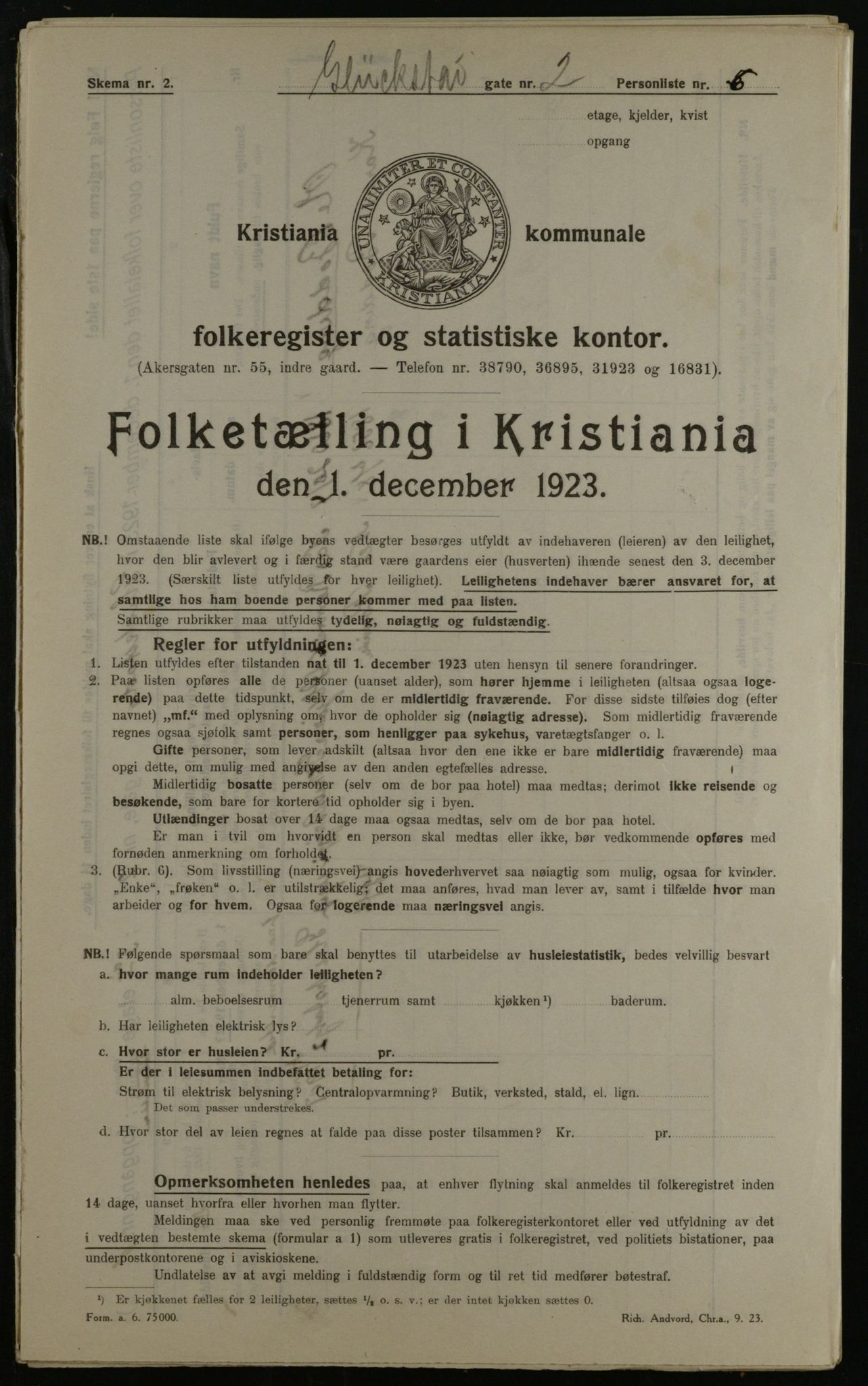 OBA, Municipal Census 1923 for Kristiania, 1923, p. 33264