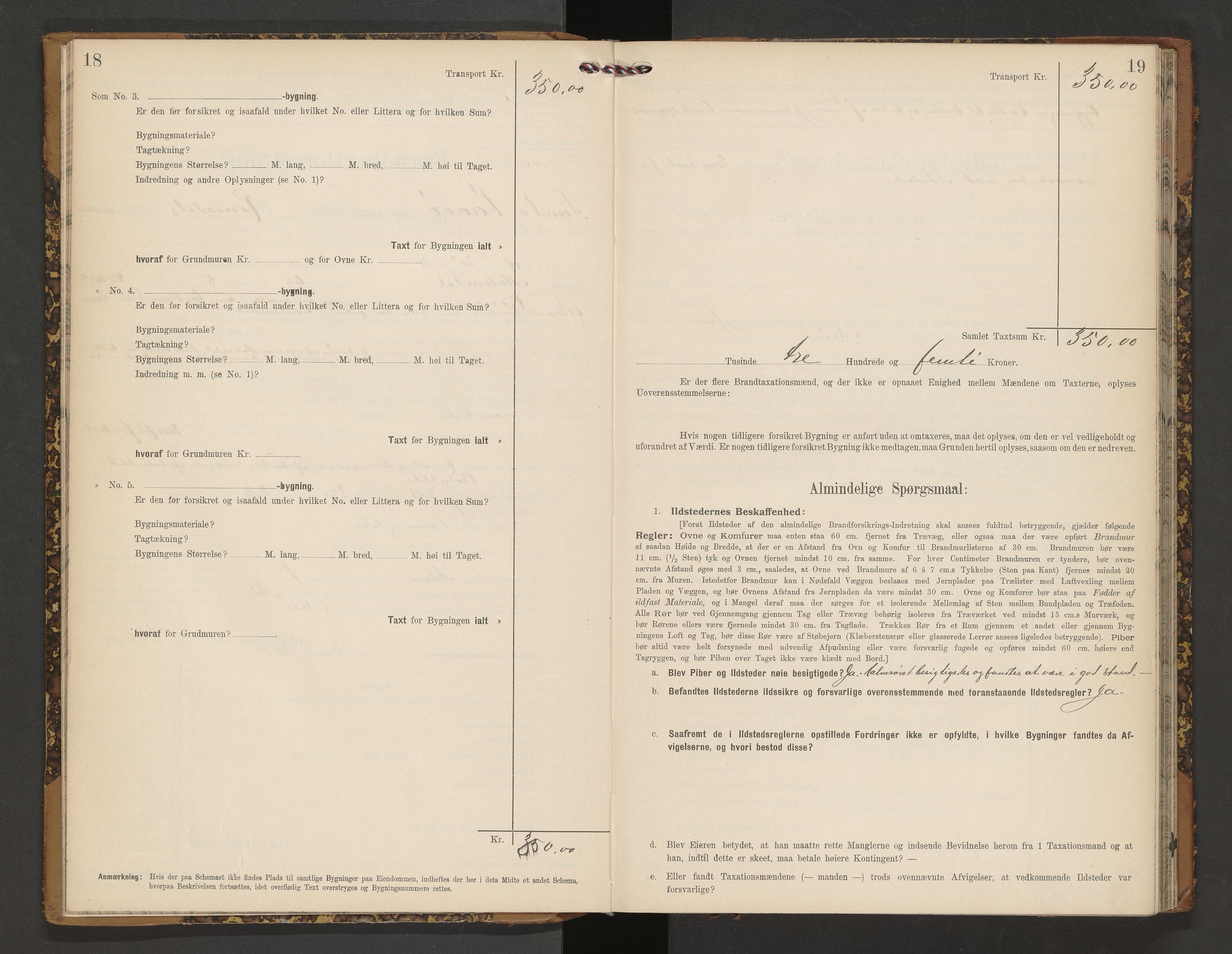 Norges Brannkasse Vågøy og Sund, AV/SAT-A-5504/Fb/L0002: Branntakstprotokoll, 1904-1913, p. 18-19