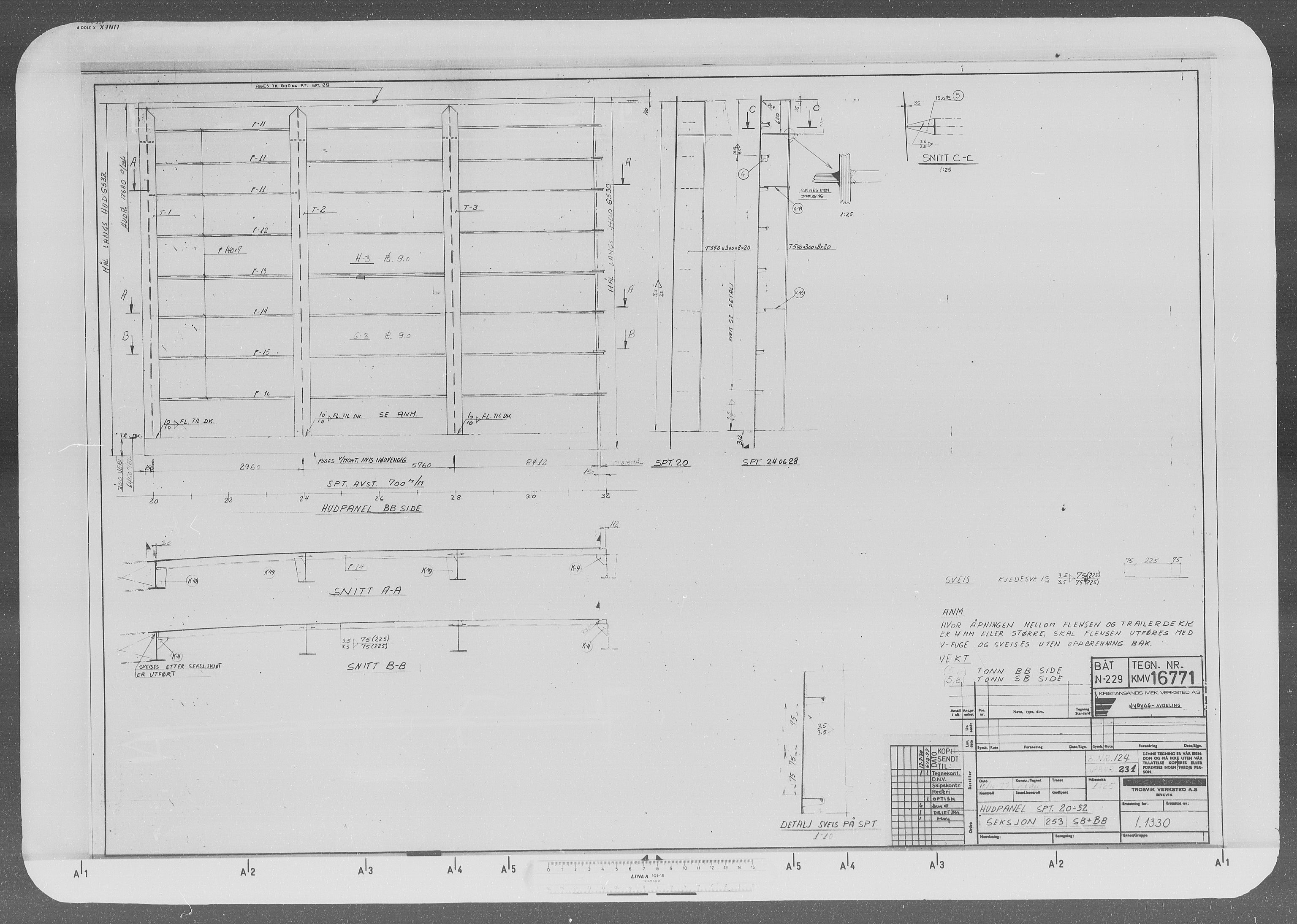Kristiansand Mekaniske Verksted, SAK/D/0612/G/Ga/L0008: 36 mm mikrofilmruller, reprofoto av skipstegninger, byggenr. 222-229, p. 4