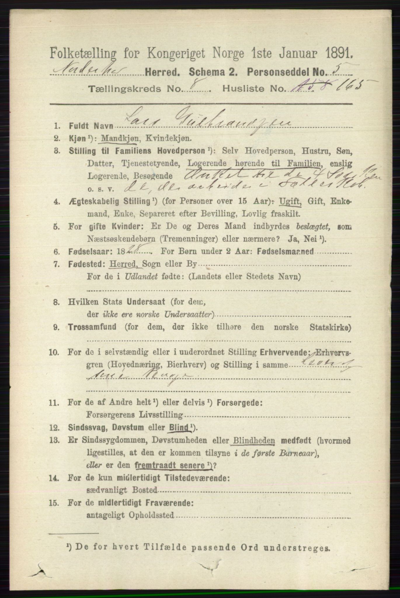 RA, 1891 census for 0613 Norderhov, 1891, p. 6478