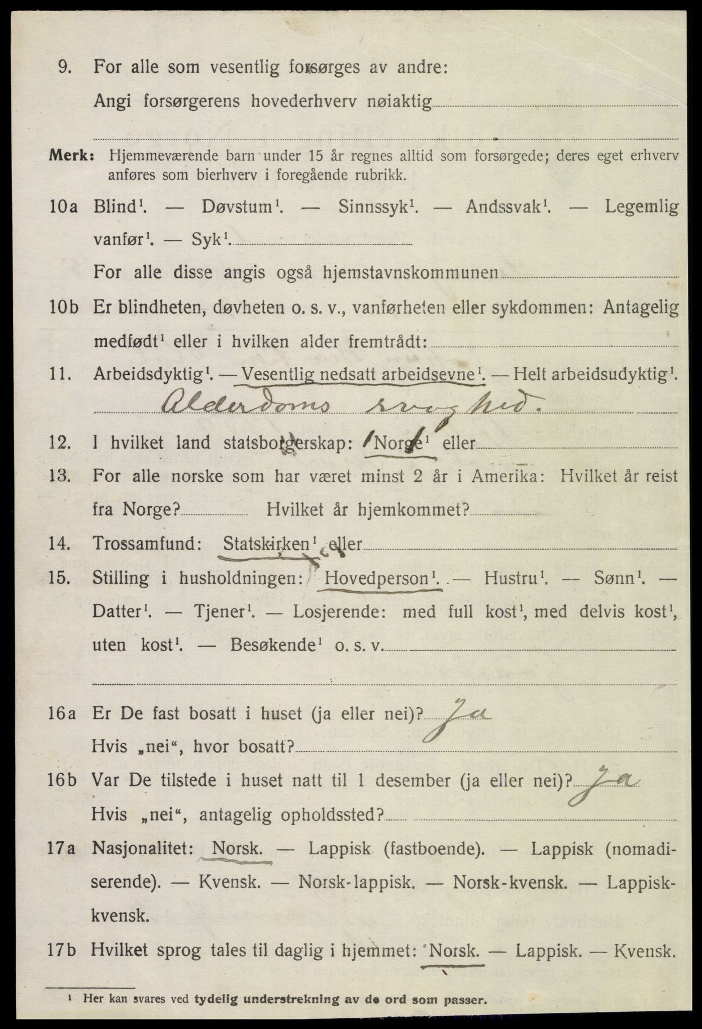 SAT, 1920 census for Lurøy, 1920, p. 2612