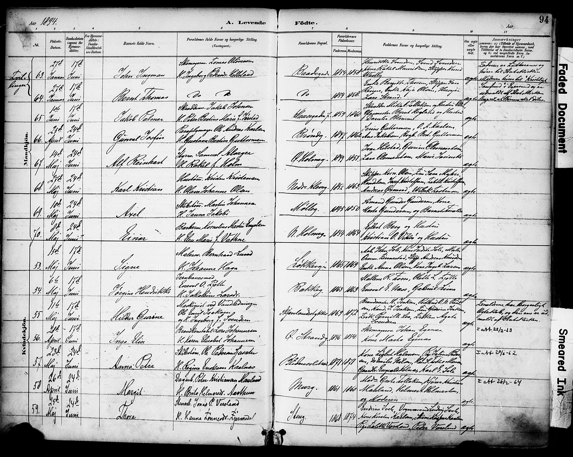 Domkirken sokneprestkontor, AV/SAST-A-101812/001/30/30BA/L0030: Parish register (official) no. A 29, 1889-1902, p. 94