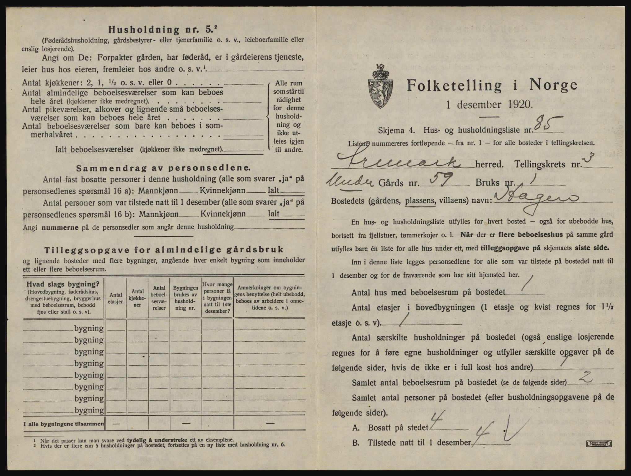 SAO, 1920 census for Aremark, 1920, p. 461