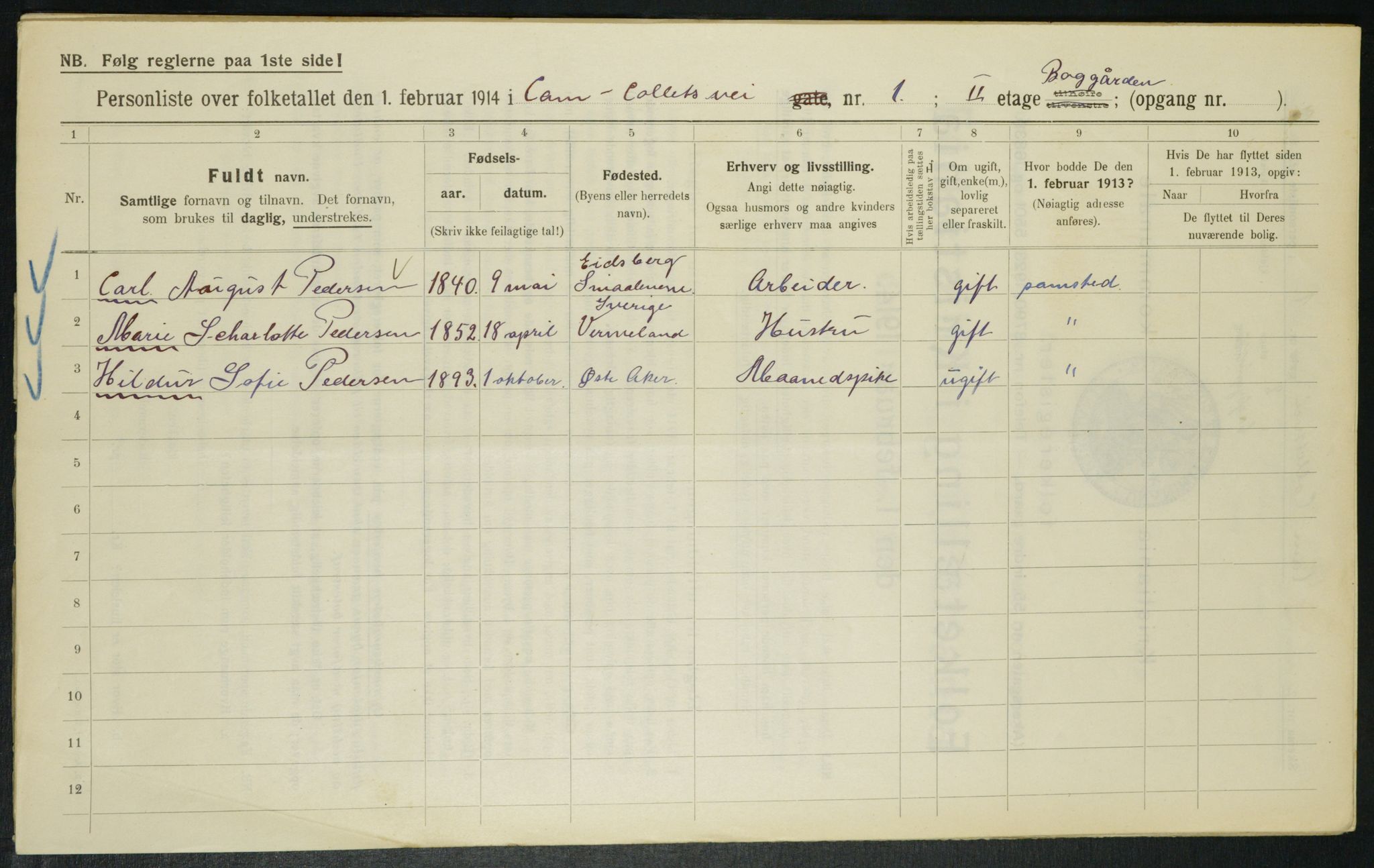 OBA, Municipal Census 1914 for Kristiania, 1914, p. 11712