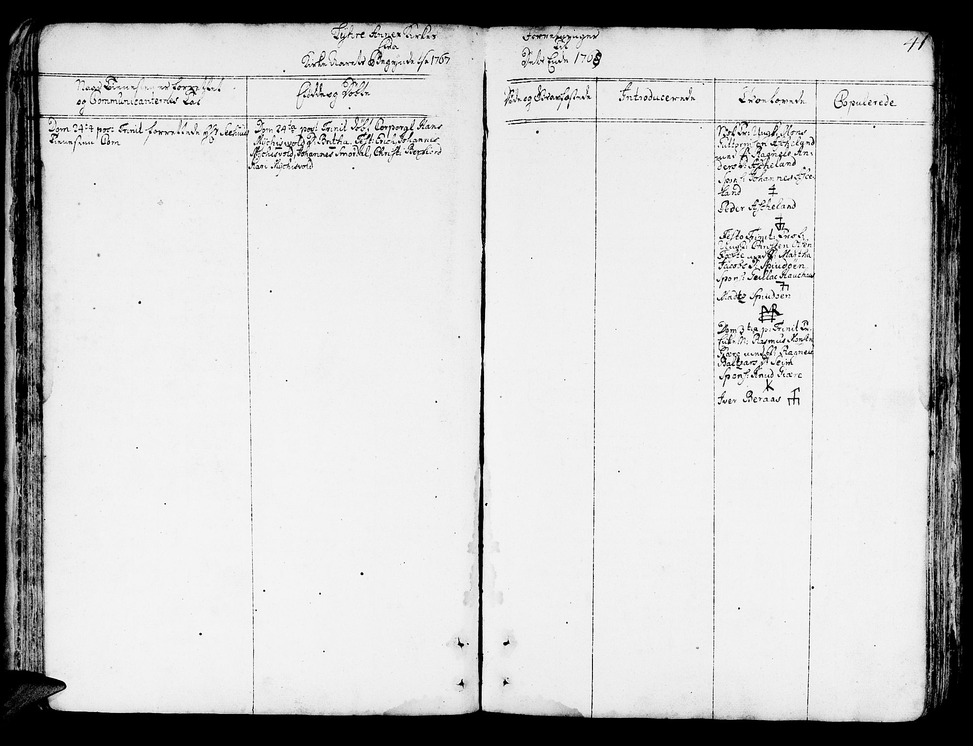 Lindås Sokneprestembete, AV/SAB-A-76701/H/Haa/Haaa/L0004: Parish register (official) no. A 4, 1764-1791, p. 41