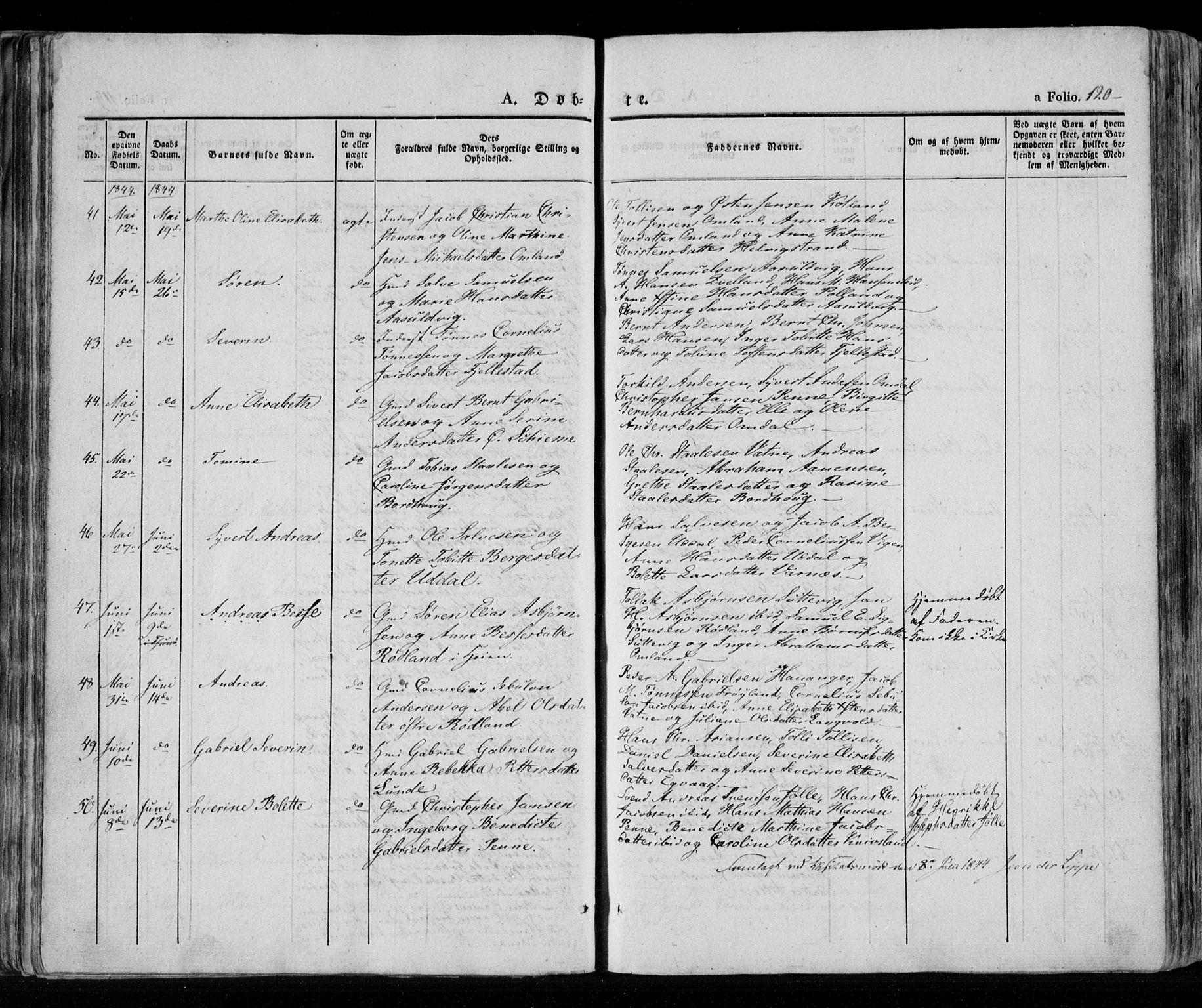 Lista sokneprestkontor, AV/SAK-1111-0027/F/Fa/L0009: Parish register (official) no. A 9, 1835-1846, p. 120