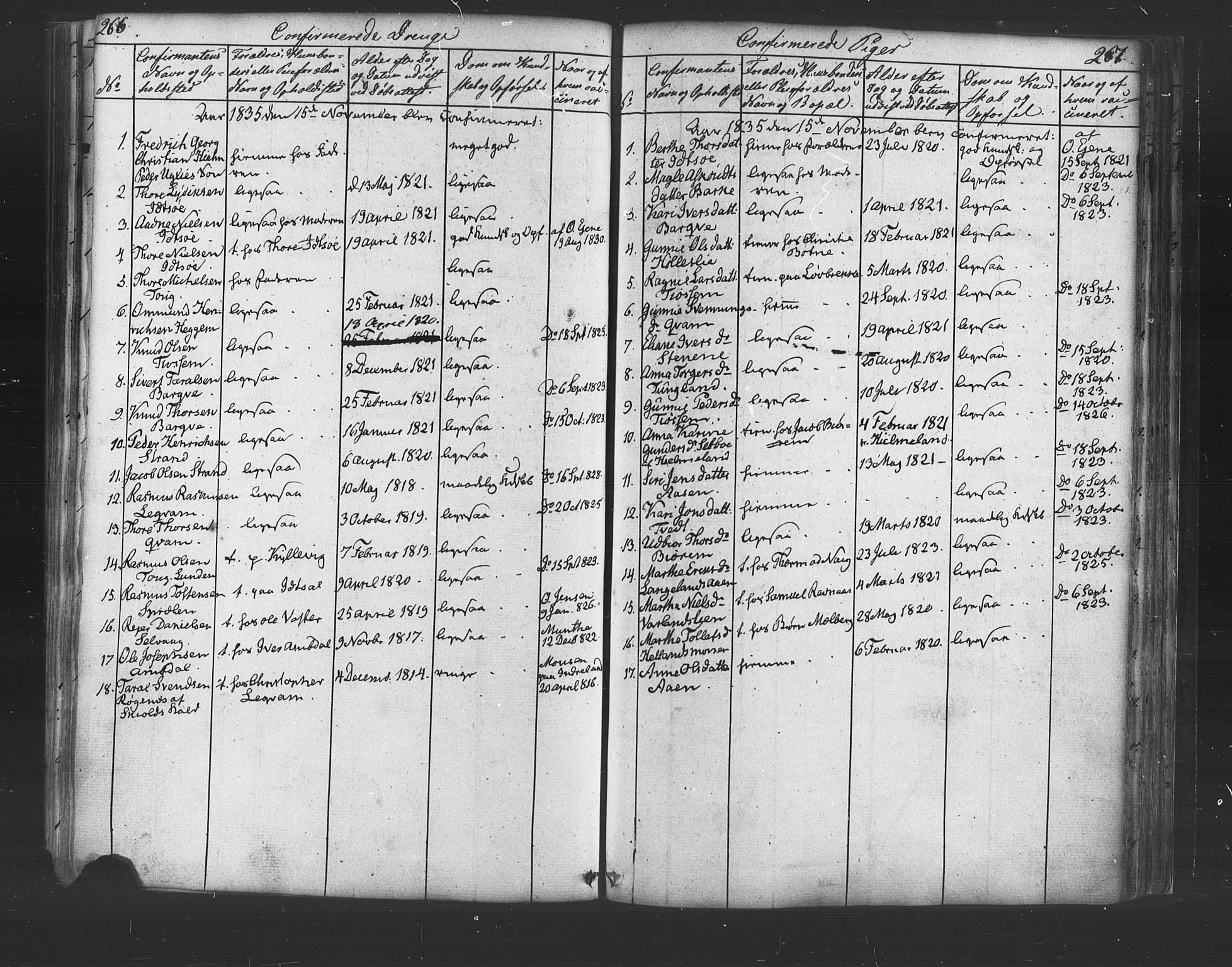 Strand sokneprestkontor, SAST/A-101828/H/Ha/Haa/L0006: Parish register (official) no. A 6, 1834-1854, p. 266-267
