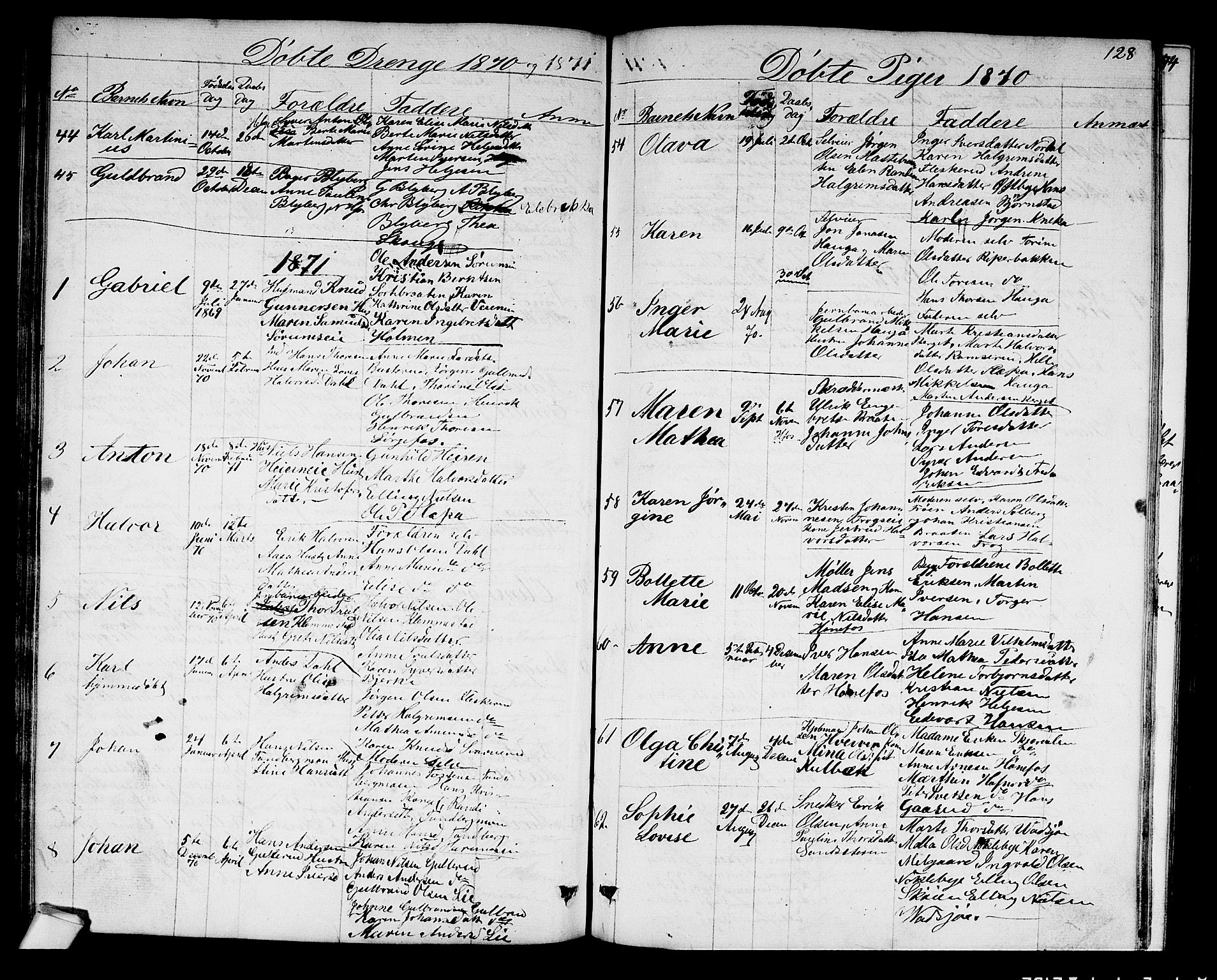 Norderhov kirkebøker, AV/SAKO-A-237/G/Ga/L0006: Parish register (copy) no. I 6, 1849-1876, p. 128