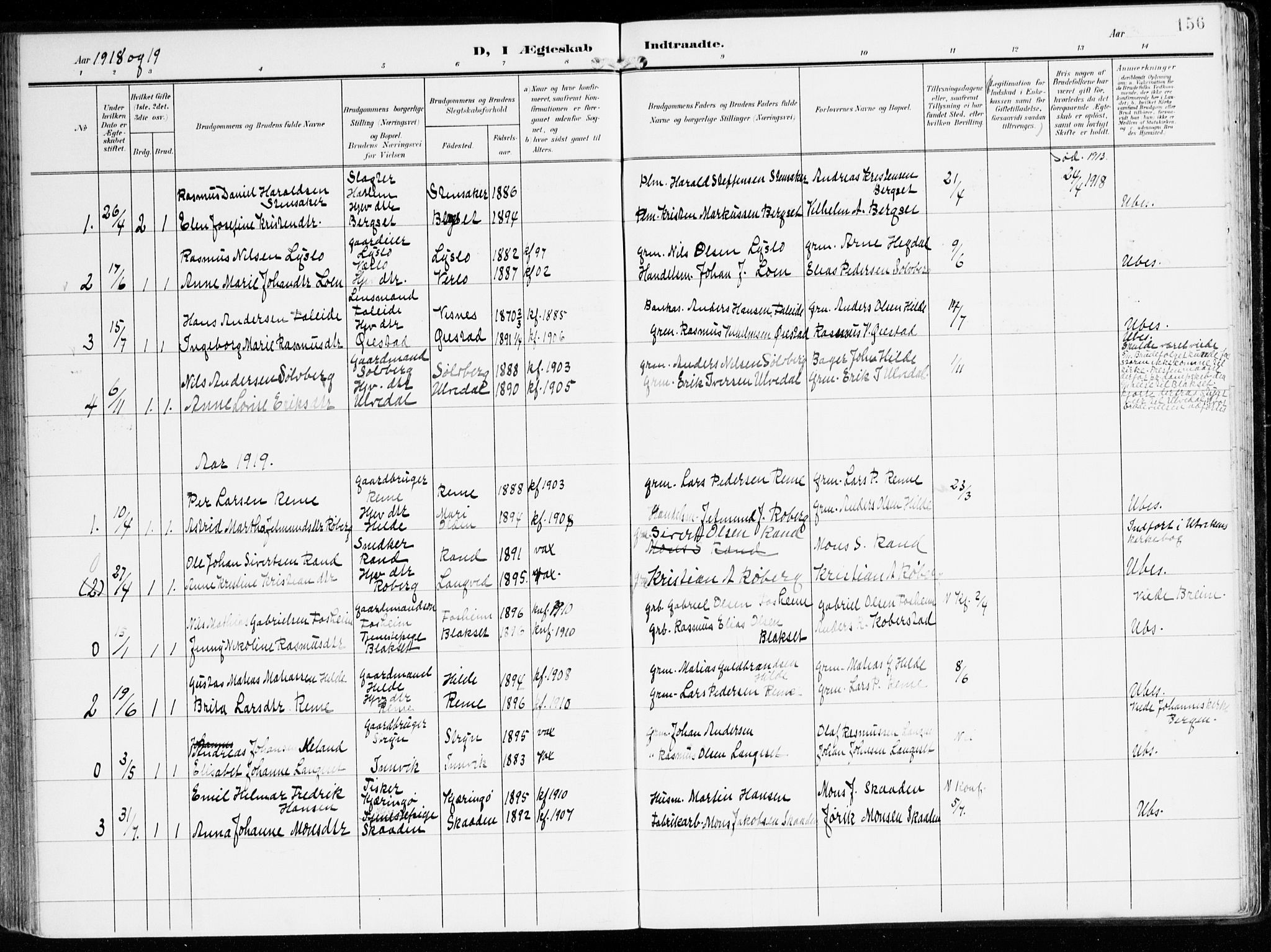 Innvik sokneprestembete, AV/SAB-A-80501: Parish register (official) no. B 2, 1903-1929, p. 156