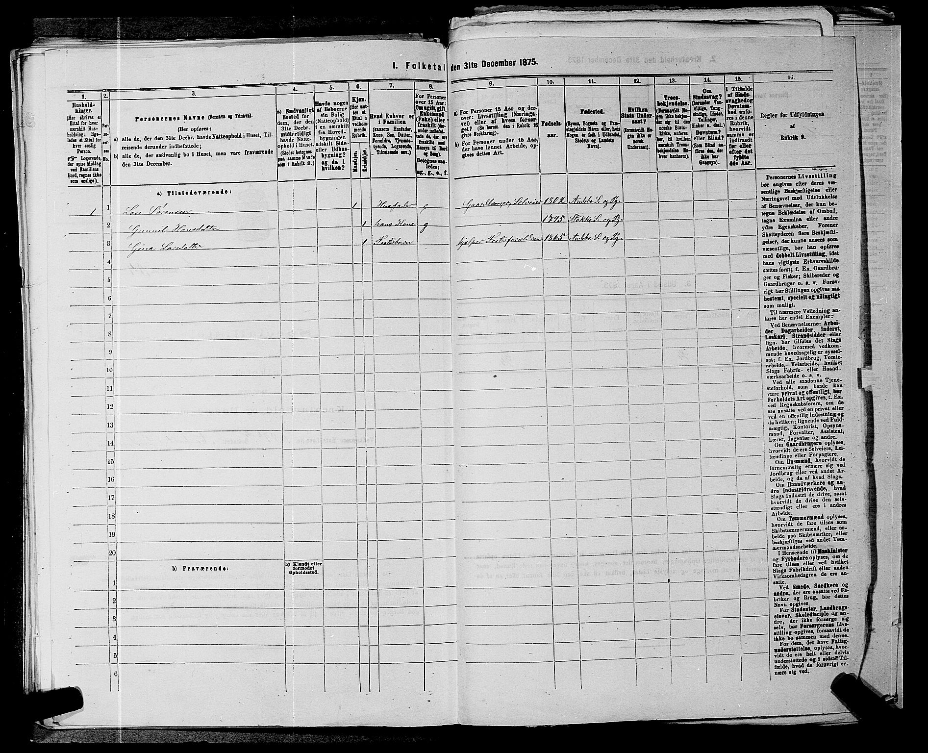 SAKO, 1875 census for 0720P Stokke, 1875, p. 1505