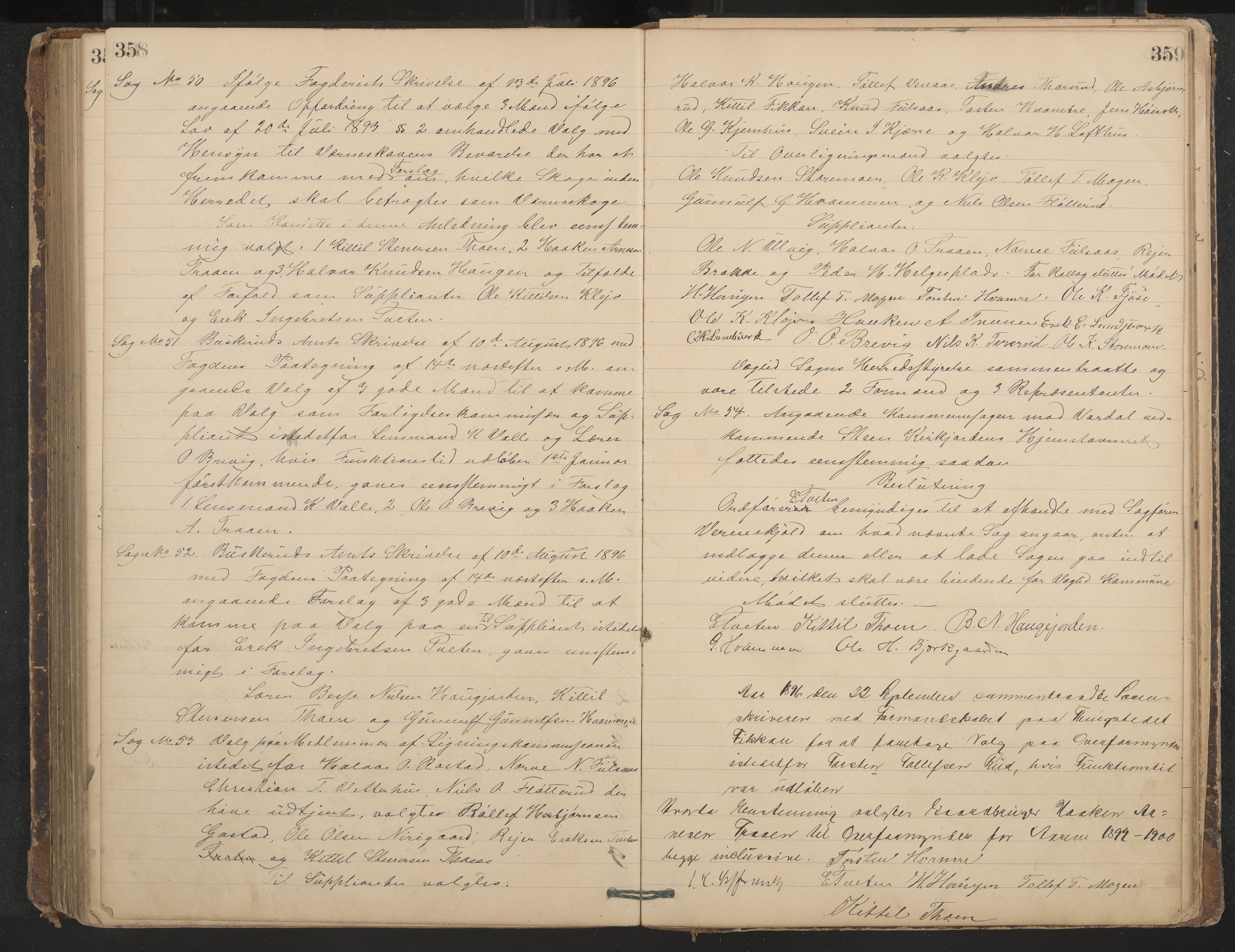 Rollag formannskap og sentraladministrasjon, IKAK/0632021-2/A/Aa/L0003: Møtebok, 1884-1897, p. 358-359