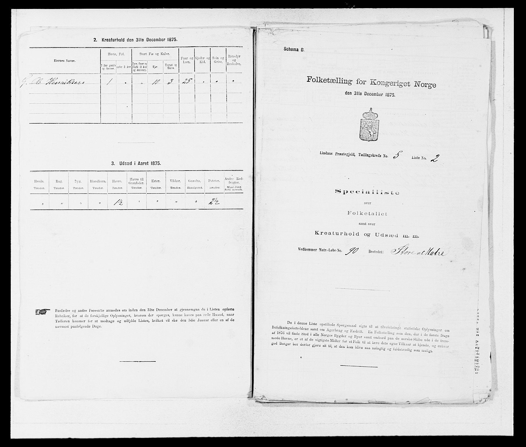 SAB, 1875 census for 1263P Lindås, 1875, p. 388