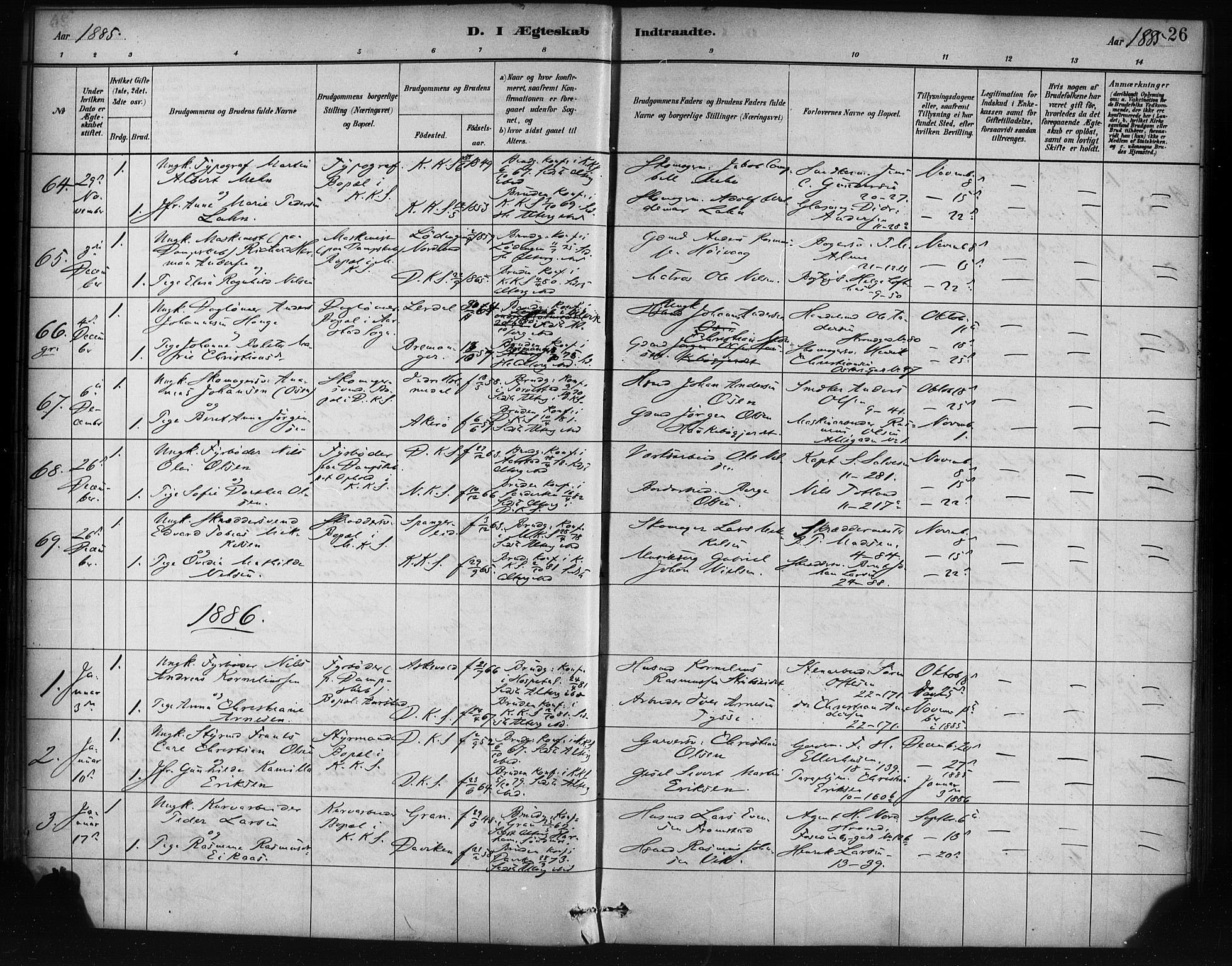 Korskirken sokneprestembete, AV/SAB-A-76101/H/Haa/L0037: Parish register (official) no. D 4, 1883-1904, p. 26