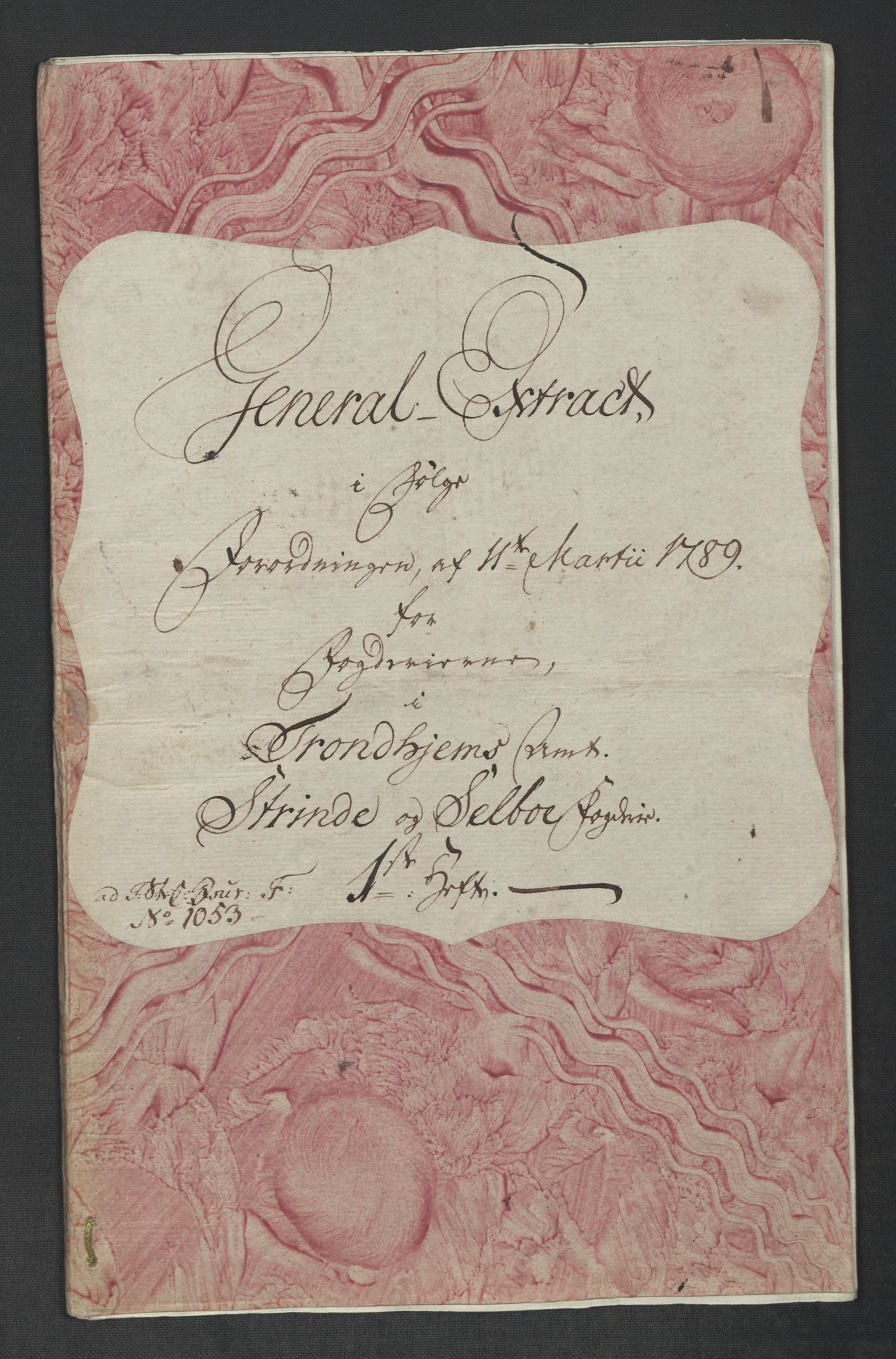 Rentekammeret inntil 1814, Reviderte regnskaper, Mindre regnskaper, AV/RA-EA-4068/Rf/Rfe/L0047: Strinda og Selbu fogderi. Strømsø, 1789, p. 17