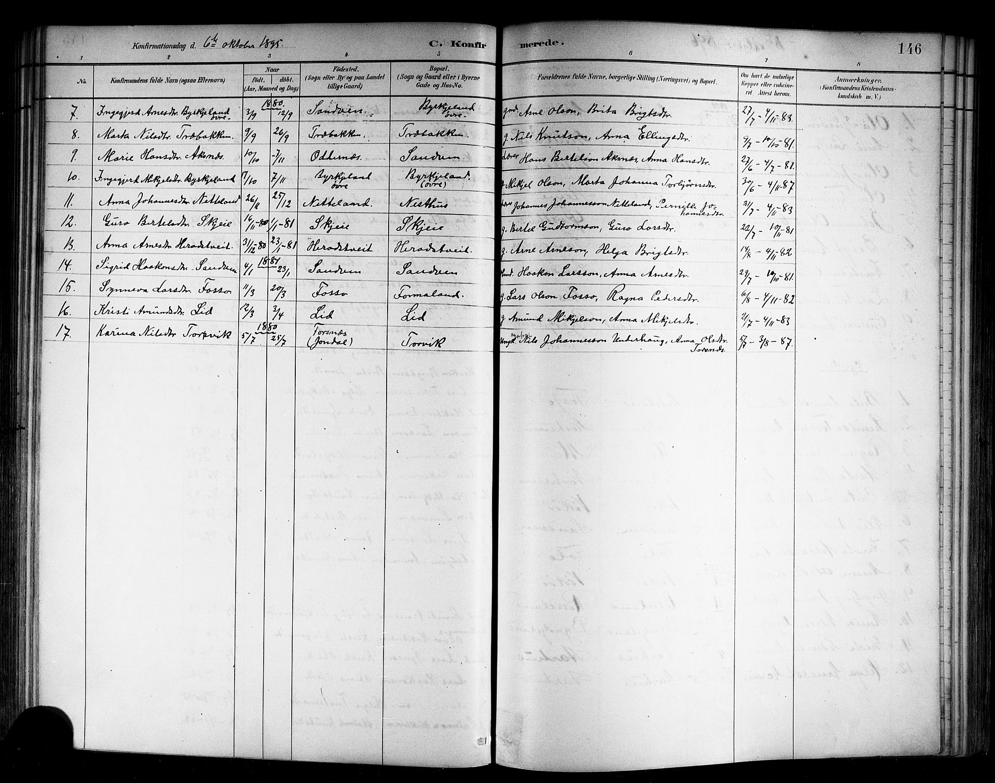 Kvam sokneprestembete, SAB/A-76201/H/Hab: Parish register (copy) no. B 3, 1884-1916, p. 146