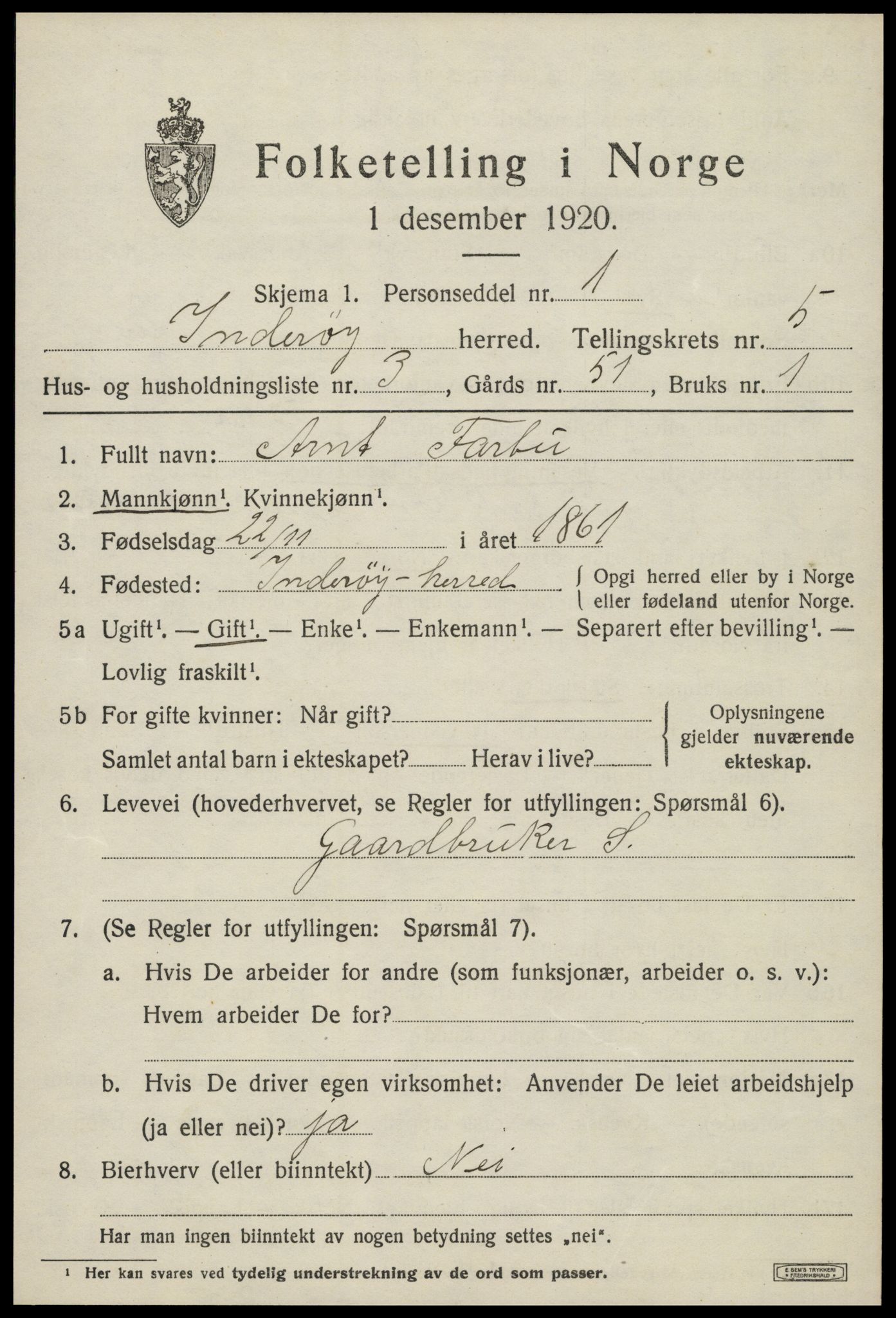 SAT, 1920 census for Inderøy, 1920, p. 4217