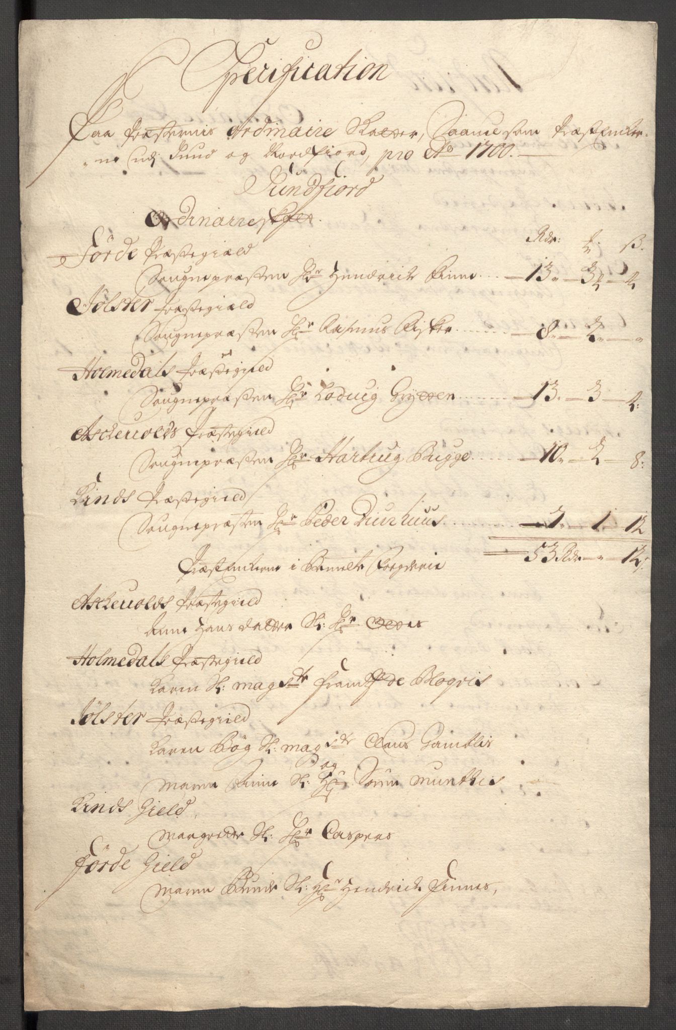 Rentekammeret inntil 1814, Reviderte regnskaper, Fogderegnskap, RA/EA-4092/R53/L3425: Fogderegnskap Sunn- og Nordfjord, 1700-1701, p. 109