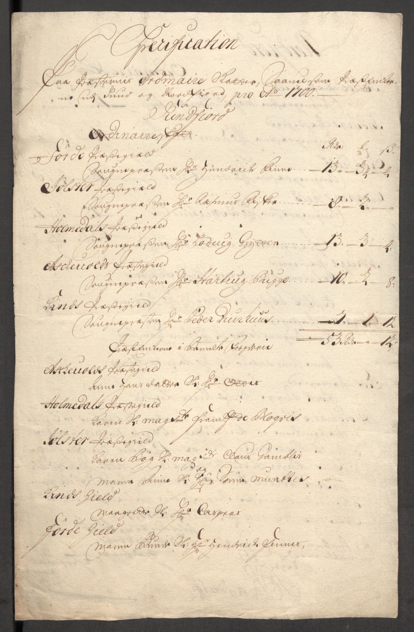 Rentekammeret inntil 1814, Reviderte regnskaper, Fogderegnskap, AV/RA-EA-4092/R53/L3425: Fogderegnskap Sunn- og Nordfjord, 1700-1701, p. 109