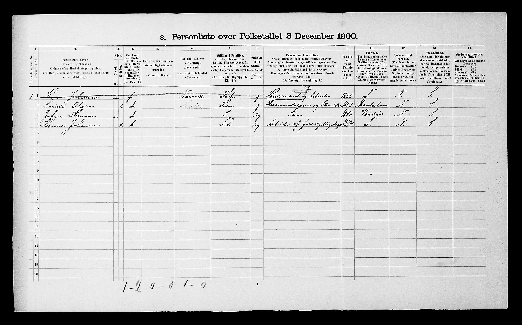 SATØ, 1900 census for Lenvik, 1900, p. 1009