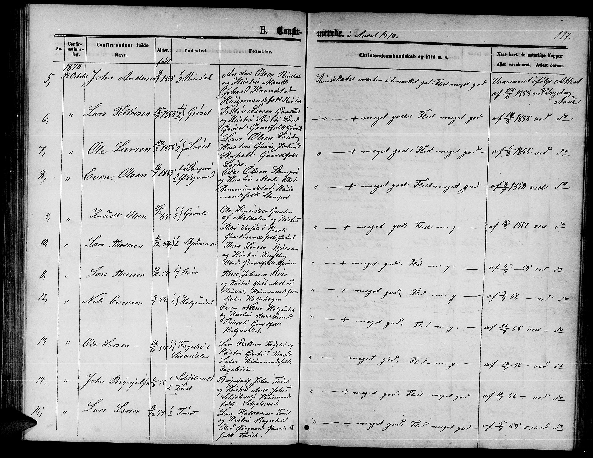 Ministerialprotokoller, klokkerbøker og fødselsregistre - Møre og Romsdal, AV/SAT-A-1454/598/L1076: Parish register (copy) no. 598C01, 1867-1878, p. 127