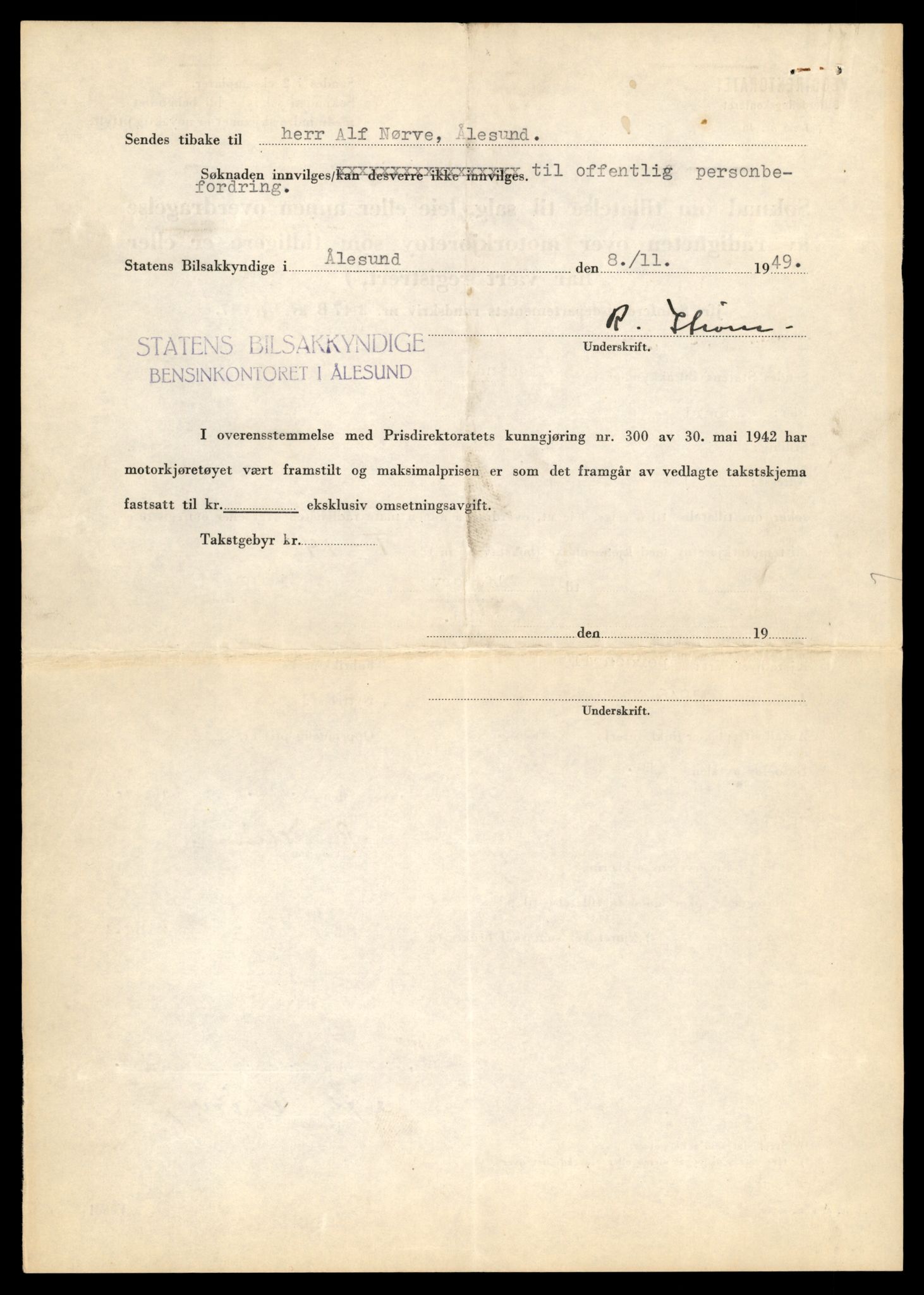 Møre og Romsdal vegkontor - Ålesund trafikkstasjon, SAT/A-4099/F/Fe/L0003: Registreringskort for kjøretøy T 232 - T 340, 1927-1998, p. 3101