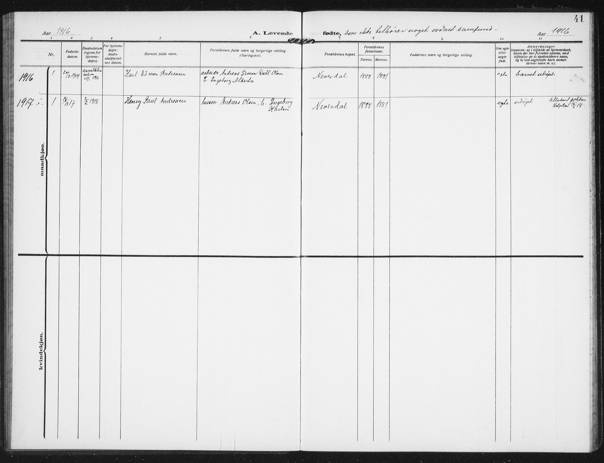 Ministerialprotokoller, klokkerbøker og fødselsregistre - Nordland, SAT/A-1459/843/L0629: Parish register (official) no. 843A04, 1907-1925, p. 41