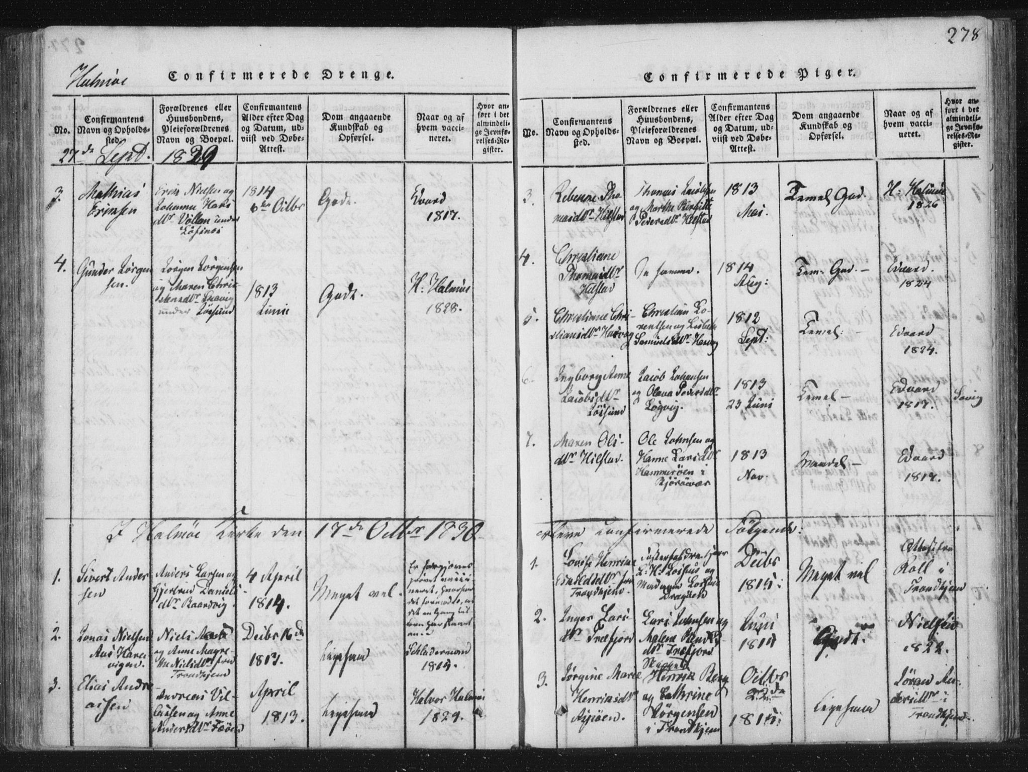 Ministerialprotokoller, klokkerbøker og fødselsregistre - Nord-Trøndelag, AV/SAT-A-1458/773/L0609: Parish register (official) no. 773A03 /3, 1815-1830, p. 278